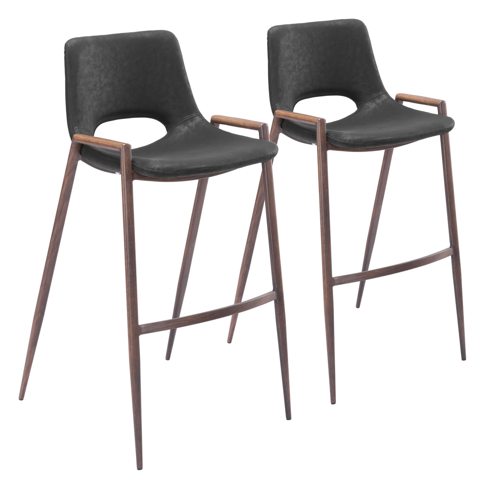 Desi Barstool (Set of 2) Black & Walnut - Image 11