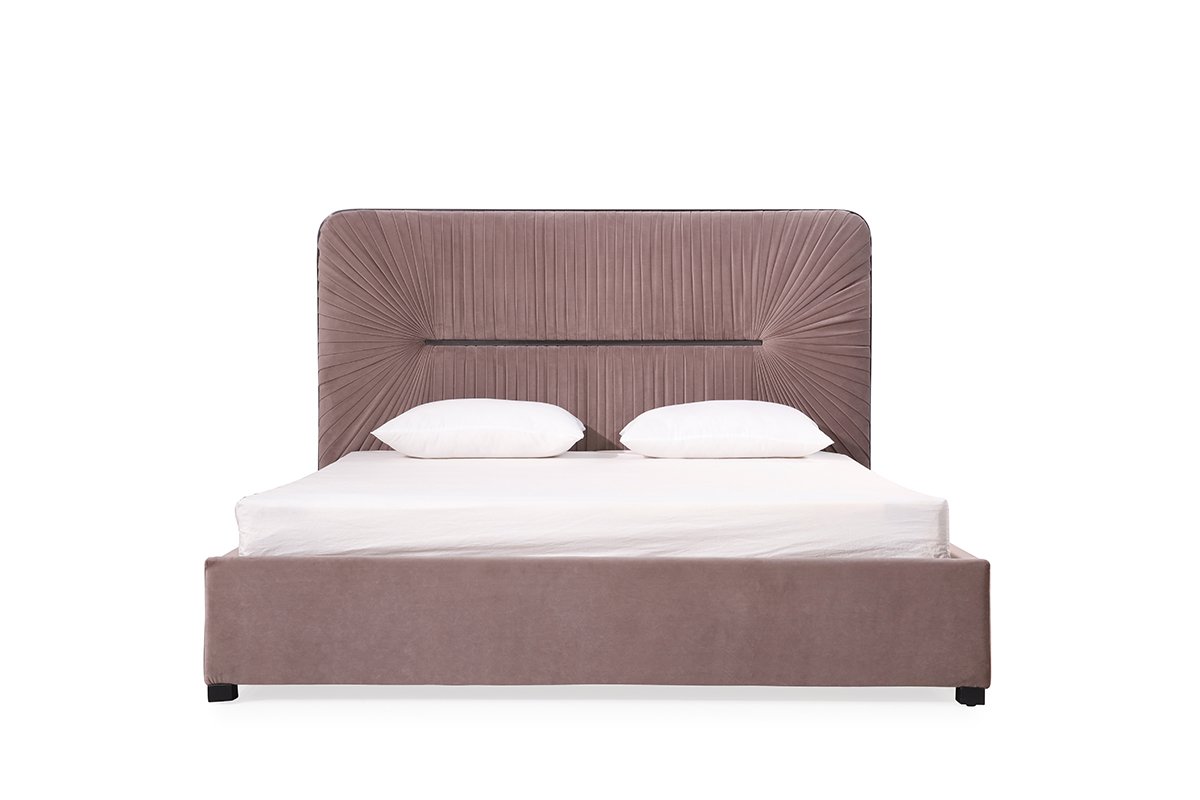 Eastern King Modrest Duke Modern Grey Velvet & Black Gun Chrome 4-Piece Bedroom Set