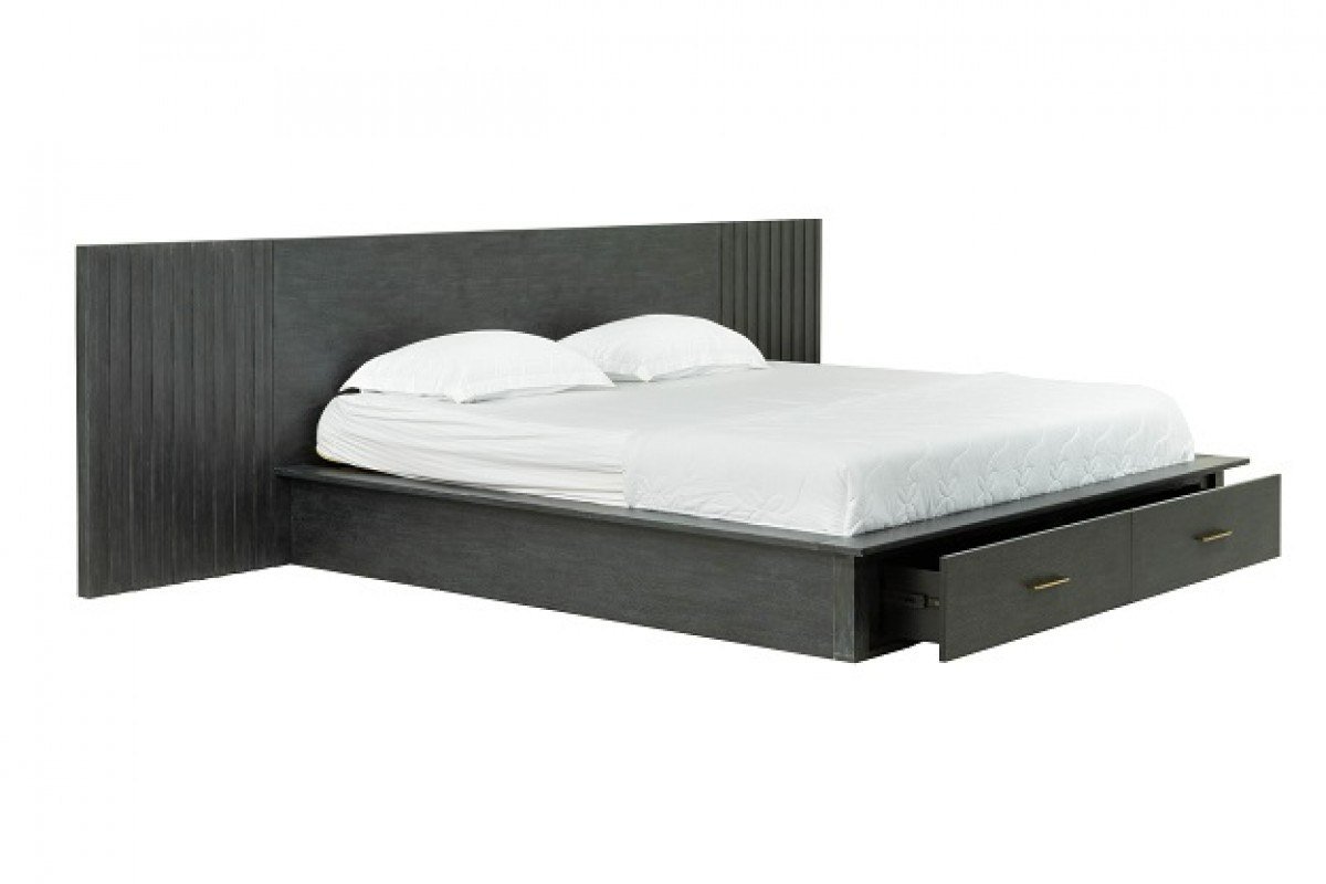 Queen Modrest Manchester- Contemporary Dark Grey 4-Piece Bedroom Set - Image 4
