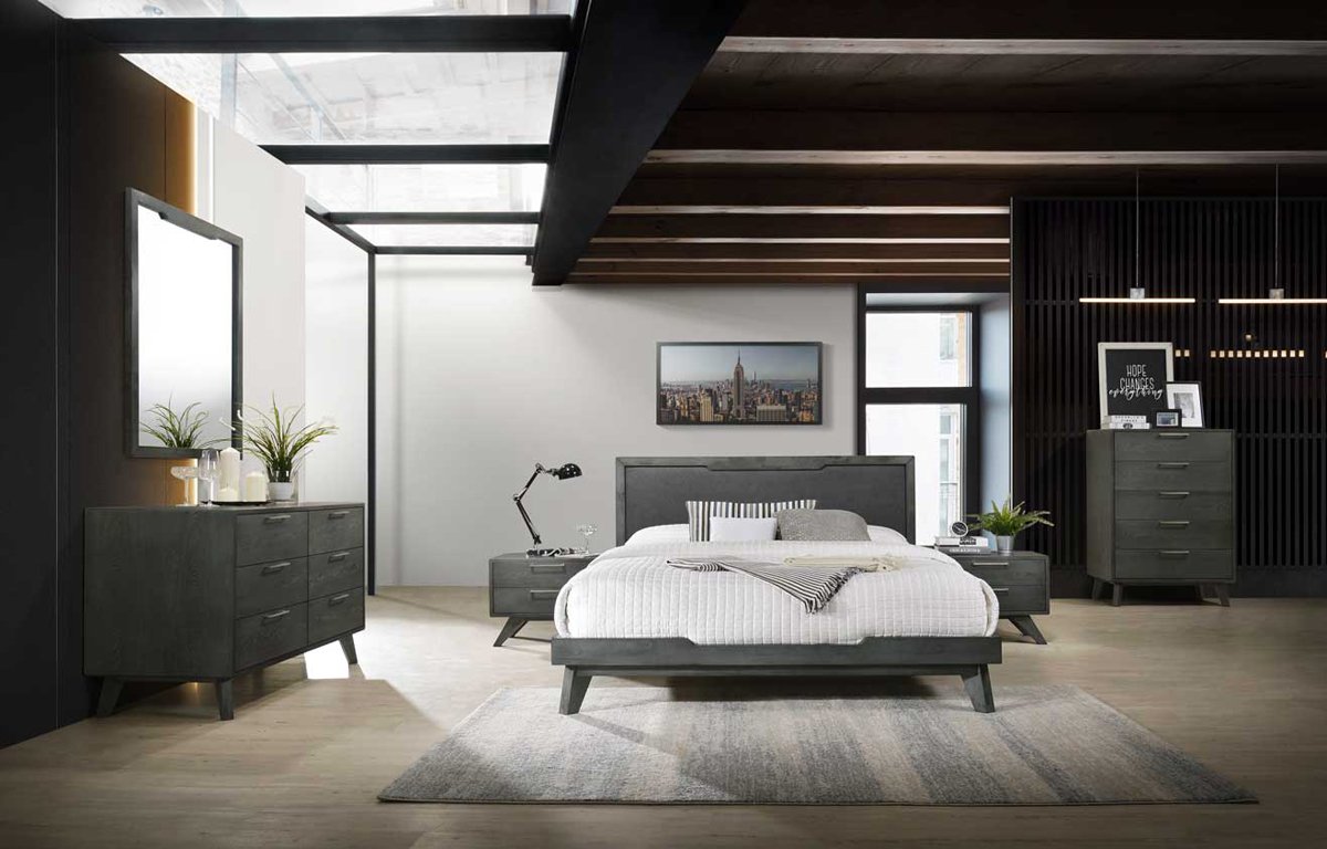 Queen Nova Domus Soria Modern Grey Wash Bedroom Set
