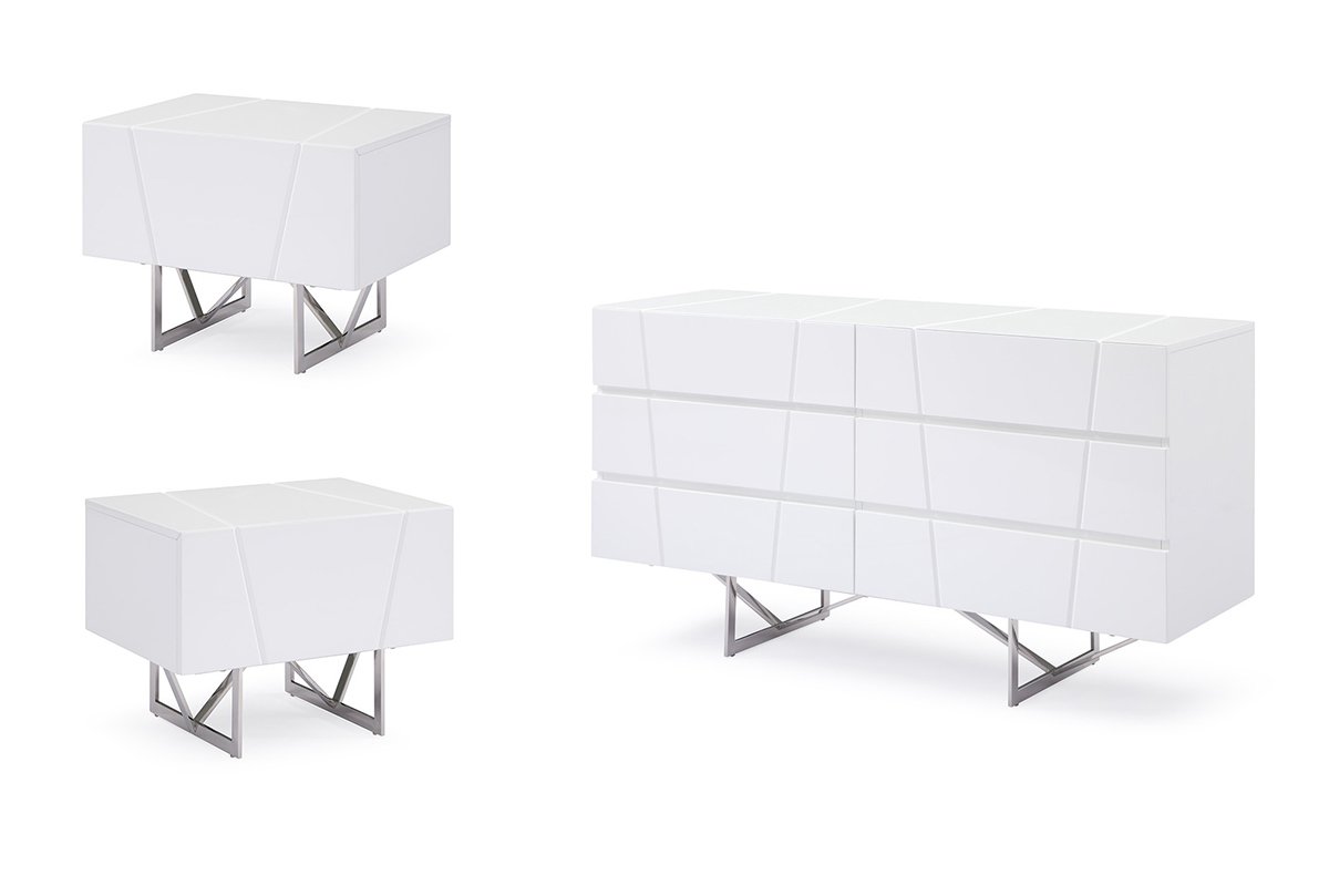 Eastern King Modrest Chrysler Modern White 4-Piece Bedroom Set - Image 4