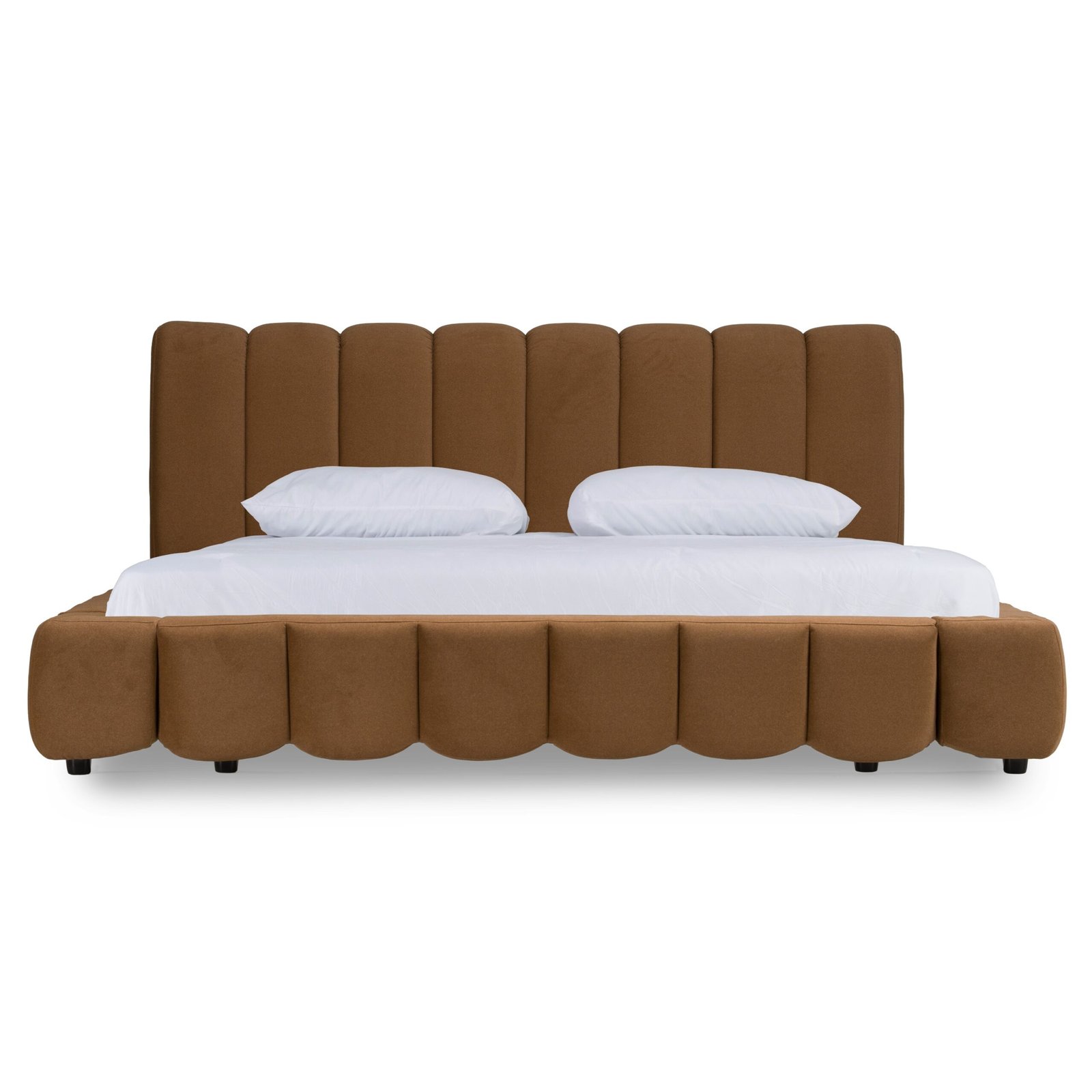 Eastern King Modrest Harris + Roma - Modern Brown Fabric + Faux Travertine 4-Piece Bedroom Set - Image 3
