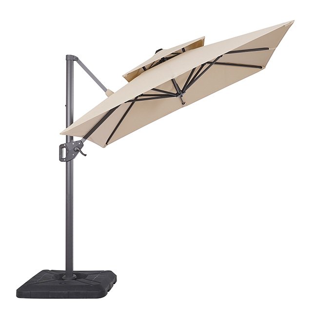 Fida 8 Ft Square Umbrella w/ Double Top + 37" Large Base - Image 4