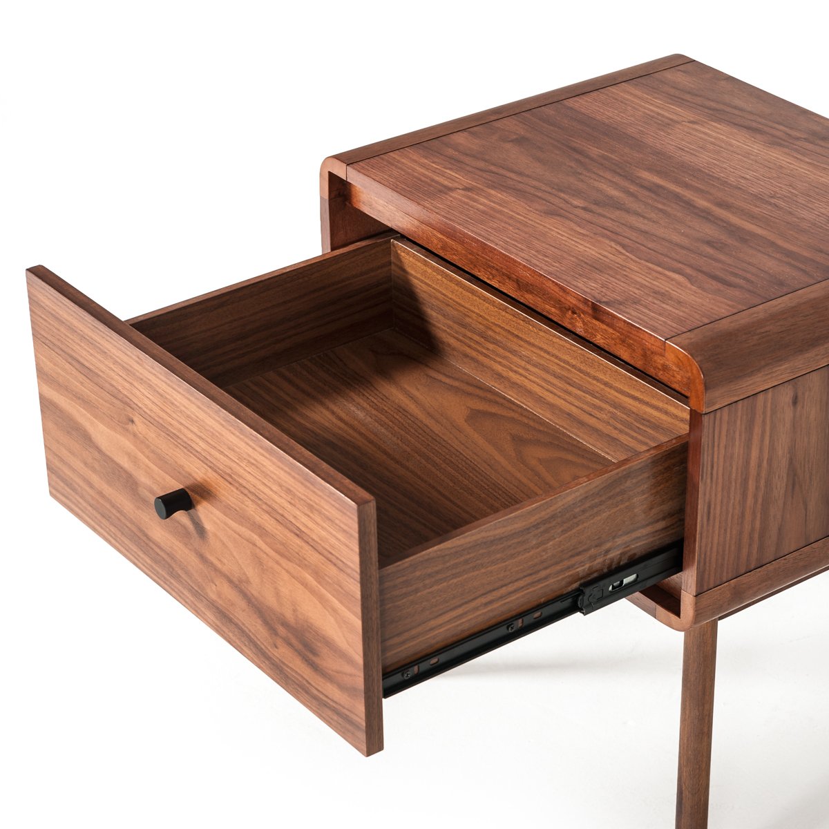 Modrest Carmen + Marshall Mid-Century Modern Walnut Bed + Nightstands Set - Image 4