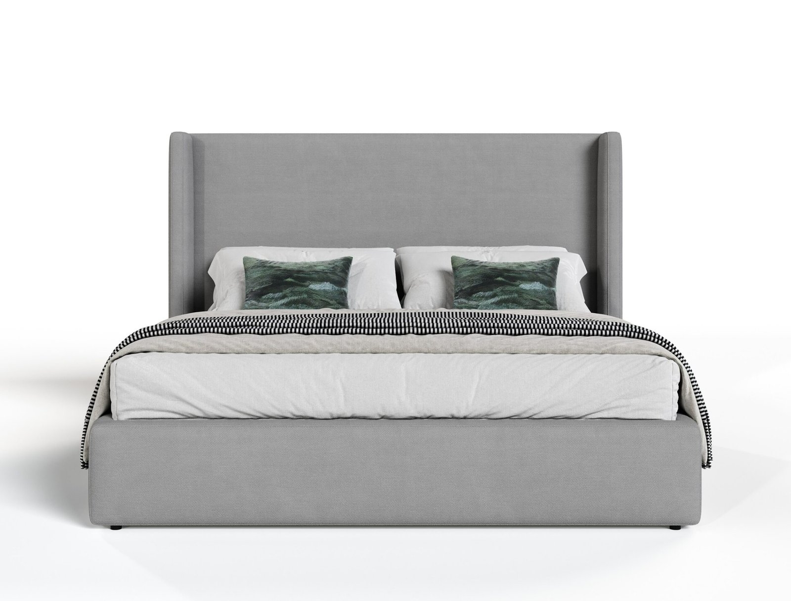Eastern King Modrest Byrne + Asus - Modern Grey Fabric + Elm Grey 4-Piece Bedroom Set - Image 2