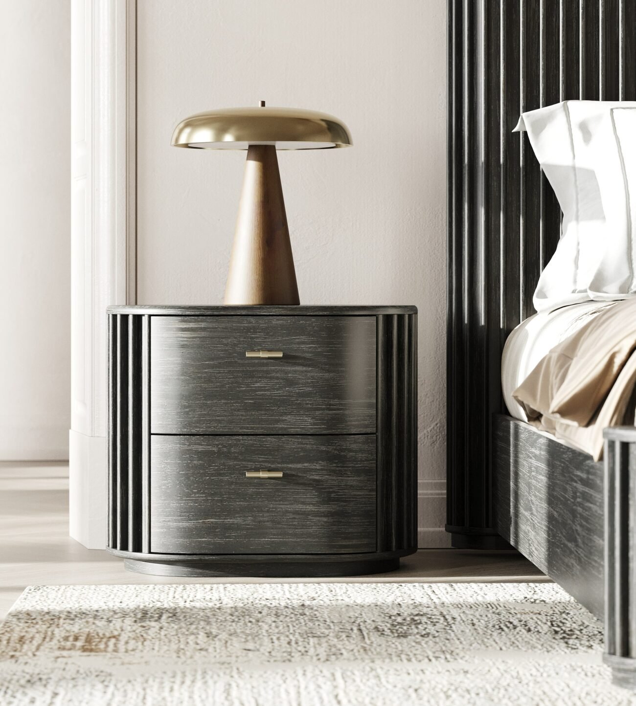 Eastern King Modrest Fields - Modern Black Acacia Bedroom Set - Image 4