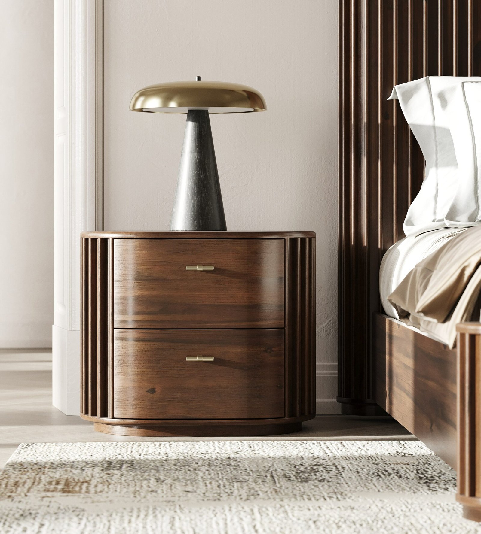 Modrest Fields - Modern Walnut Acacia Bedroom Set - Image 3