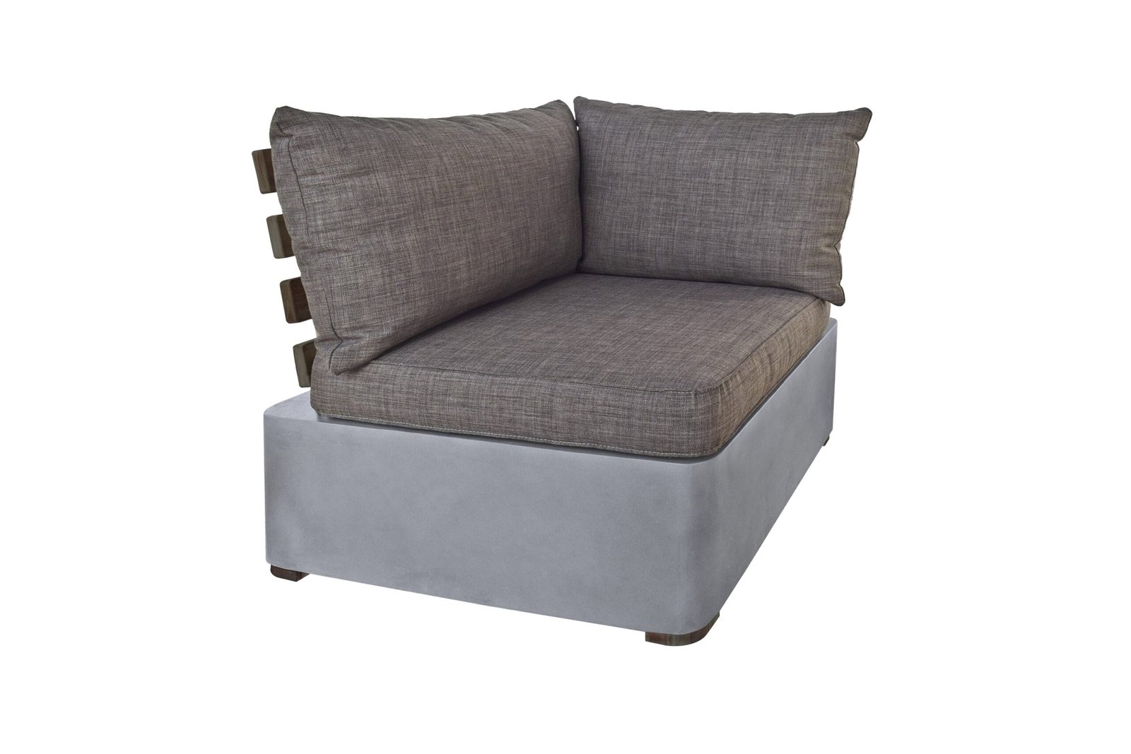 Renava Garza Outdoor Concrete & Teak 2-Piece Corner Set - Image 2