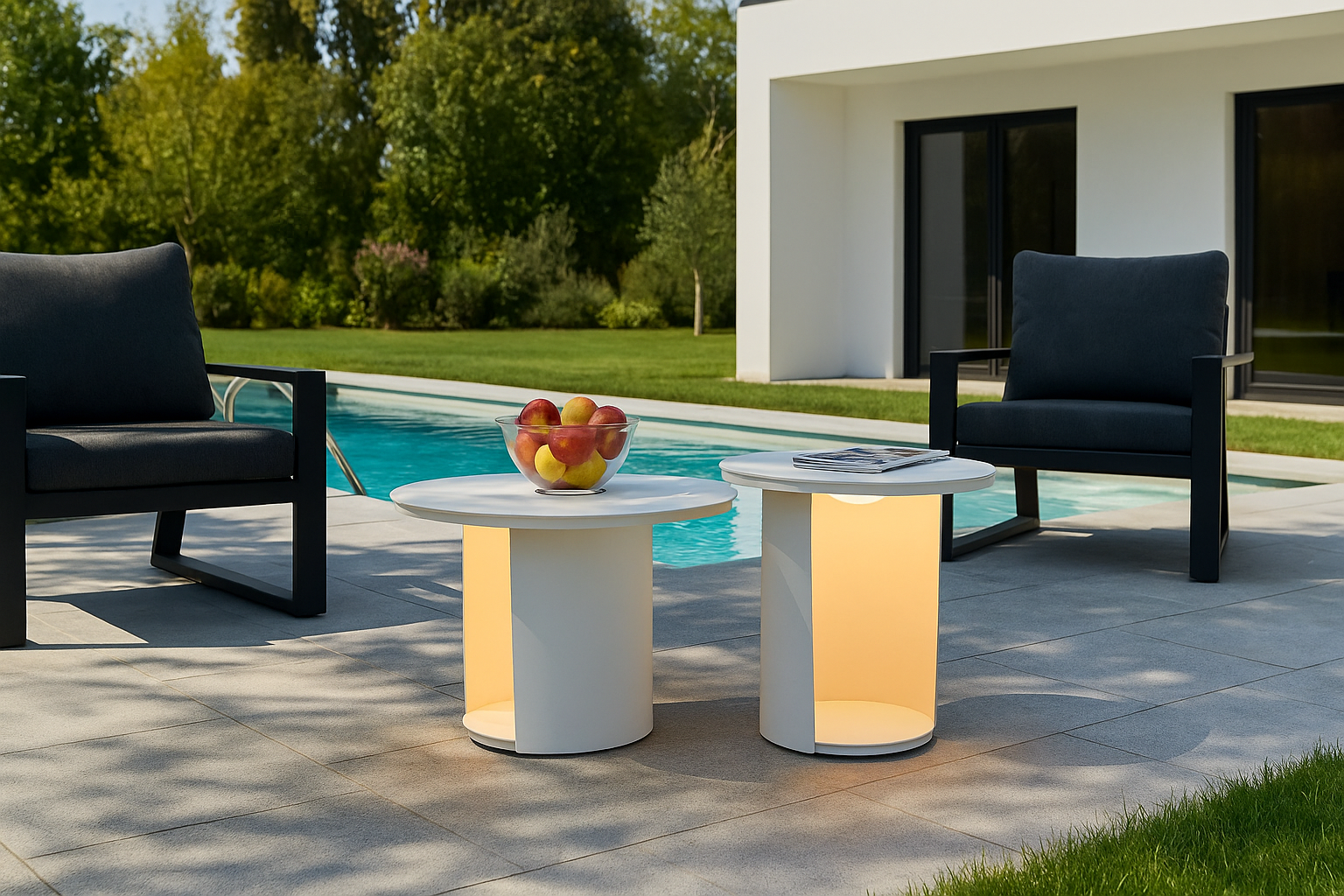 Renava Onza - Outdoor White Medium End Table w/ Solar Light - Image 5