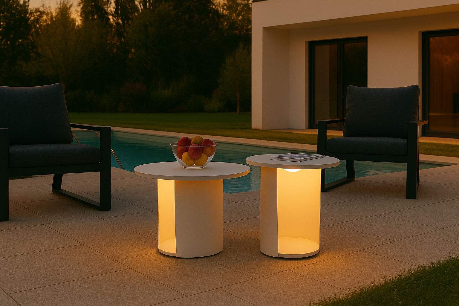 Renava Onza - Outdoor White End Table w/ Solar Light