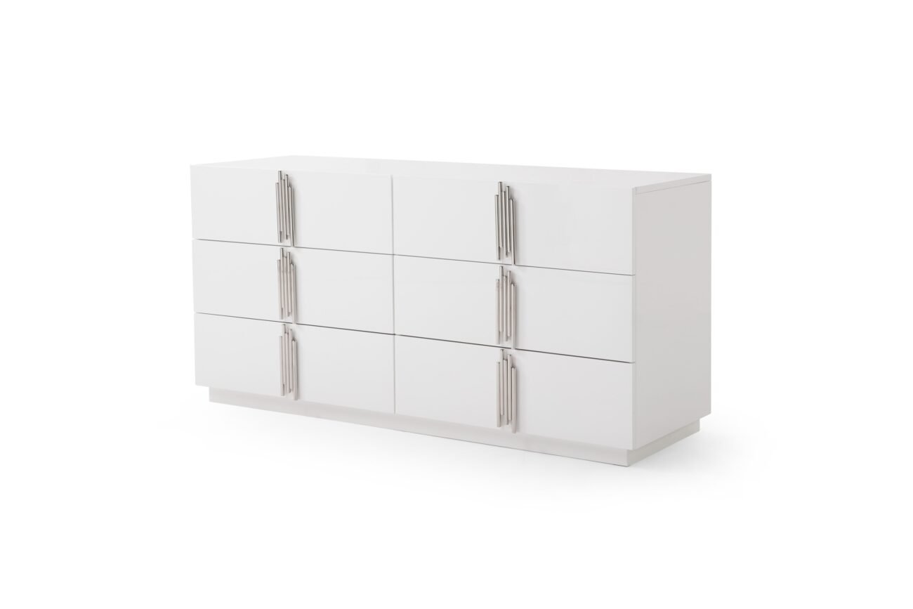Eastern King Modrest Token - Modern White & Stainless Steel Bedroom Set - Image 5