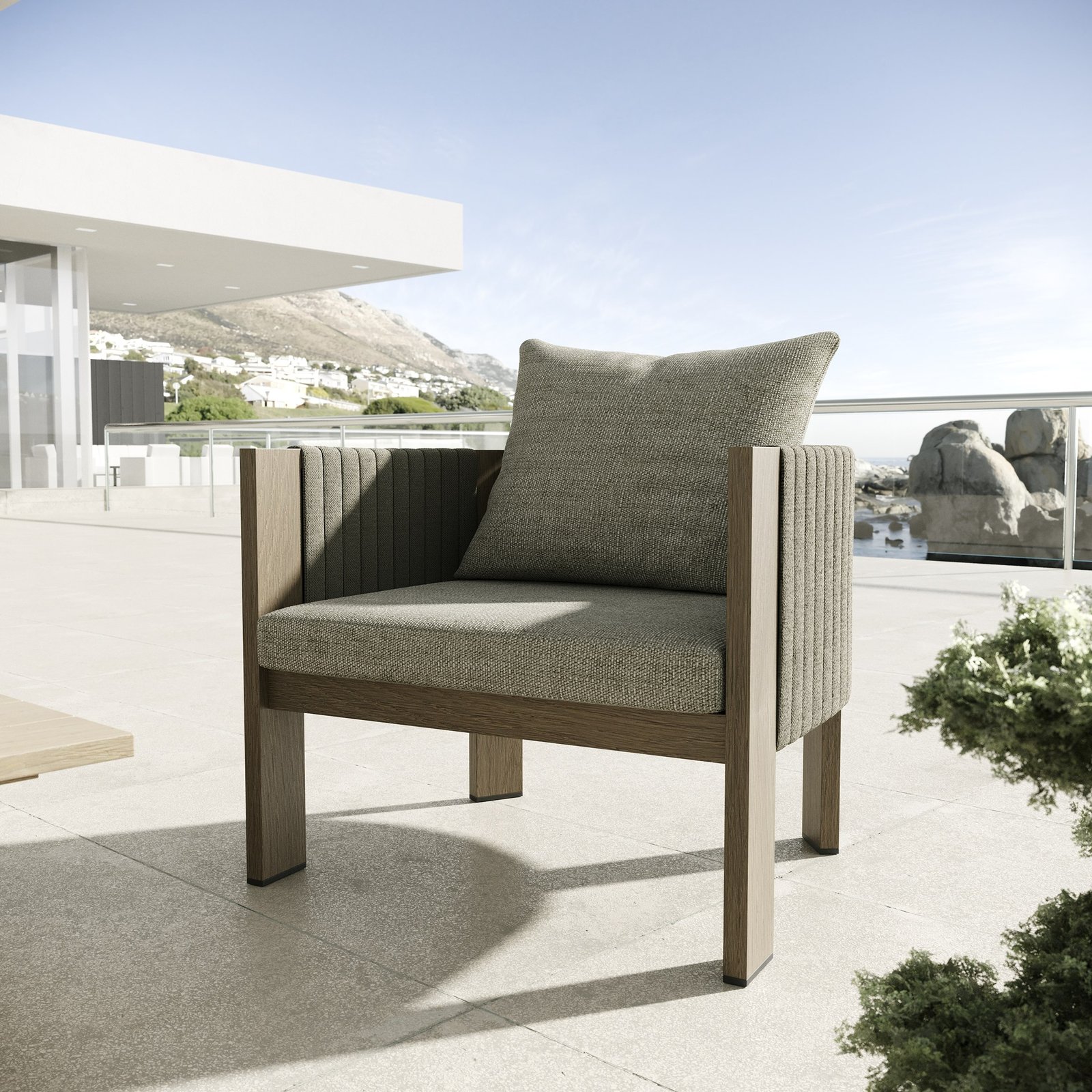 Renava Salvora - Outdoor Beige Fabric & Grey Rope Sofa Set - Image 2