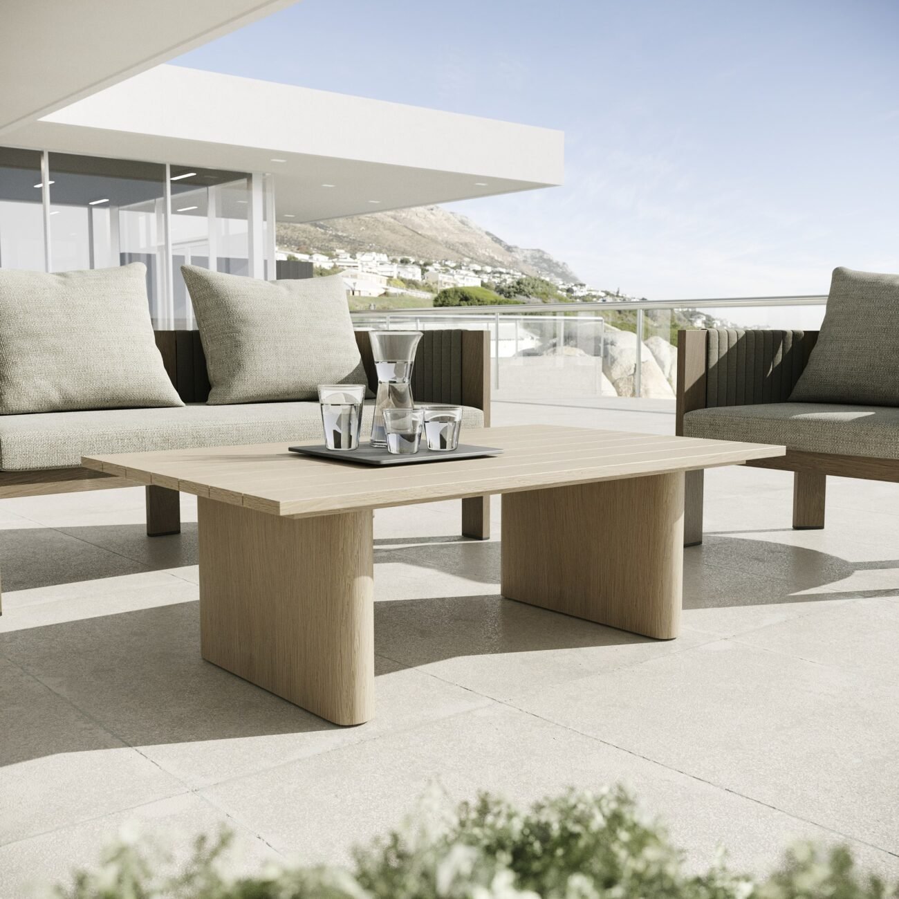 Renava Salvora - Outdoor Beige Fabric & Grey Rope Sofa Set - Image 3