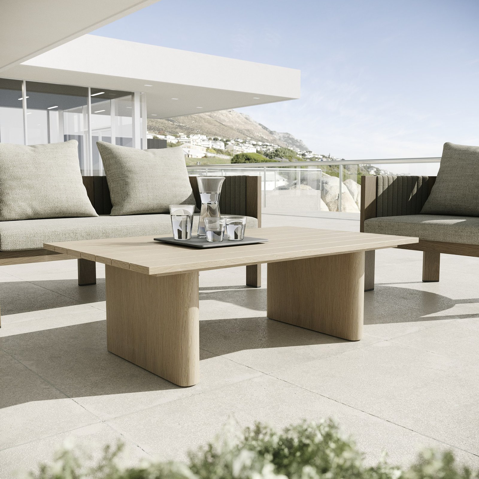 Renava Salvora - Outdoor Beige Fabric & Grey Rope Sofa Set - Image 3