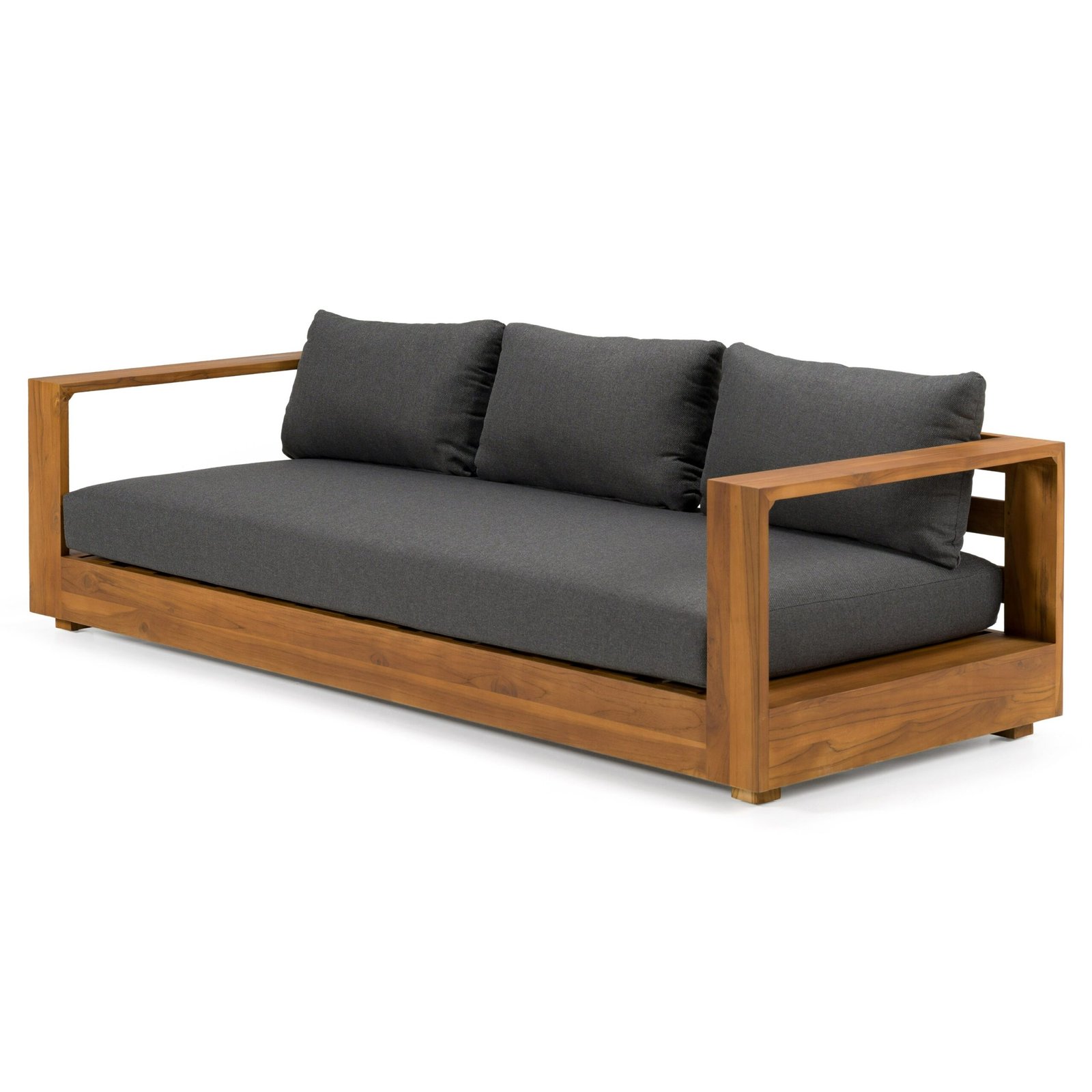 Renava Santorini - Outdoor Grey Olefin Fabric + Natural Teak Sofa Set - Image 2