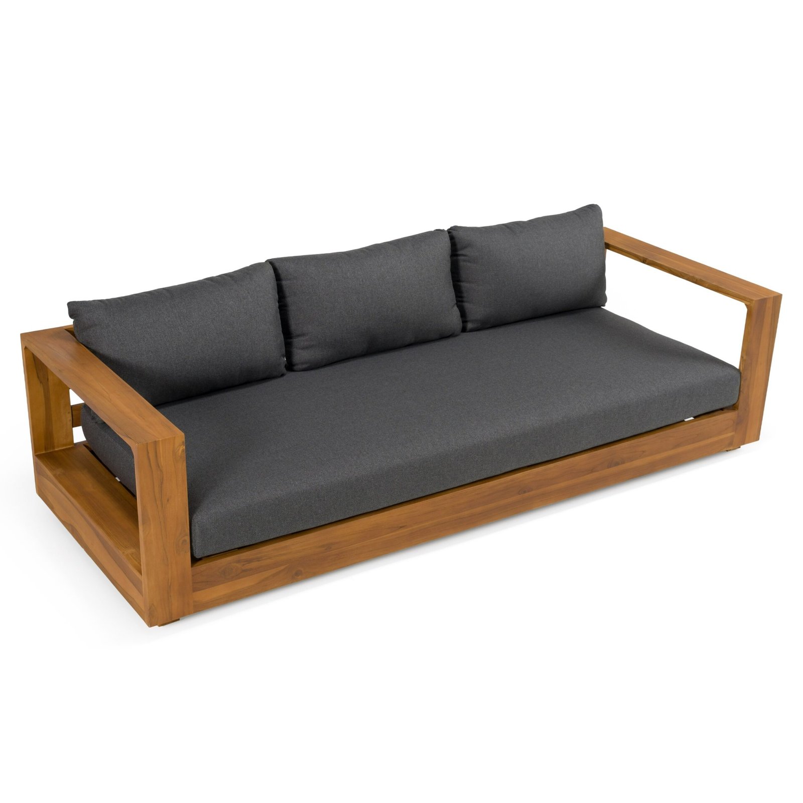 Renava Santorini - Outdoor Grey Olefin Fabric + Natural Teak Sofa Set - Image 3
