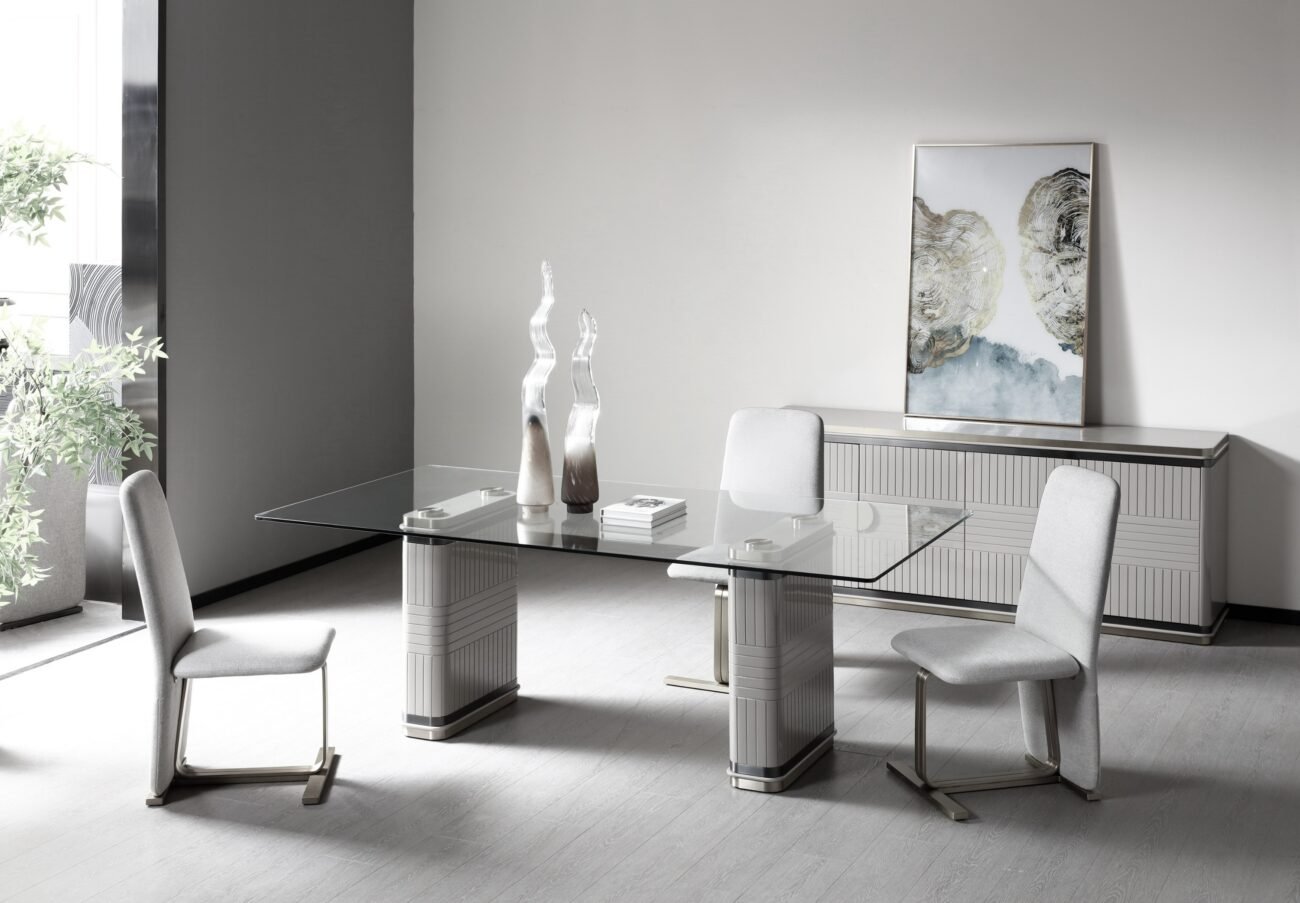 Modrest T2397 - Sample Glass + White + Gold Dining Table