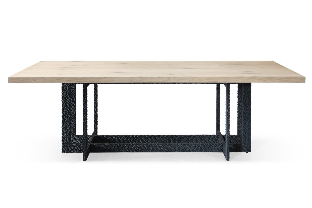 Modrest T8963 - Sample - Natural Oak + Black Metal Dining Table