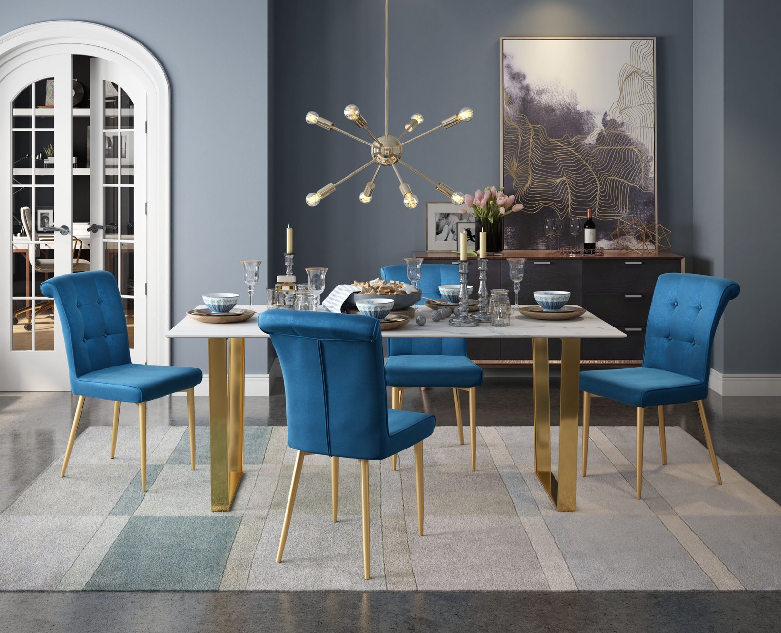 Atlas Dining Table White & Gold - Image 2