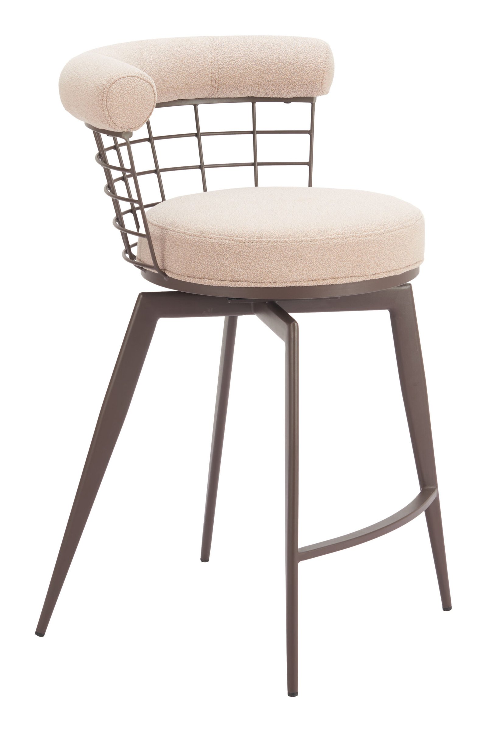 Saku Swivel Counter Stool Beige & Brown