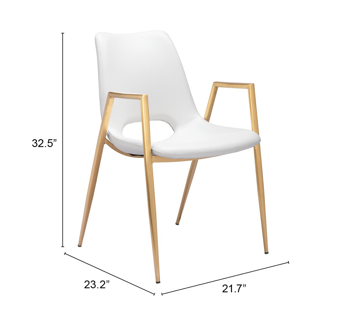 Desi Dining Chair (Set of 2) White & Gold - Image 10