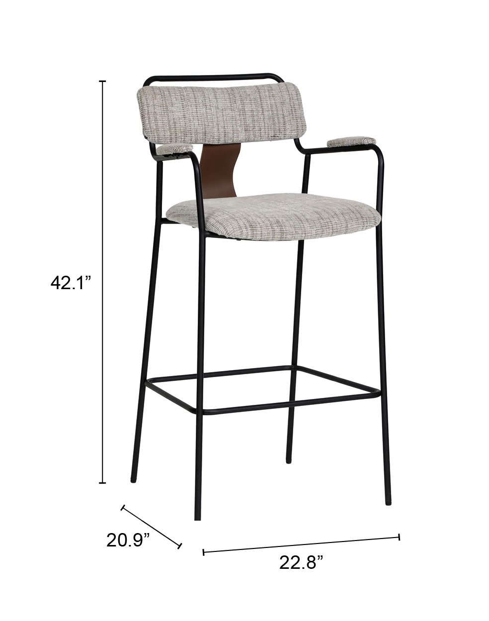 Couva Barstool (Set of 2) Gray Tweed - Image 8