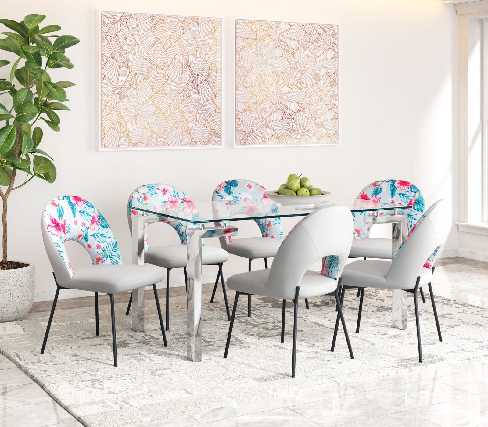 Torrey Dining Chair (Set of 2) Multicolor Print & Gray - Image 2