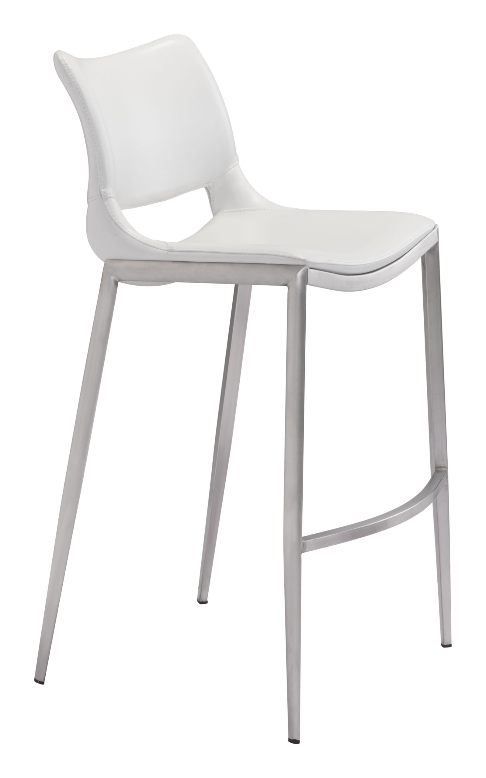 Ace Barstool (Set of 2) White & Silver - Image 3