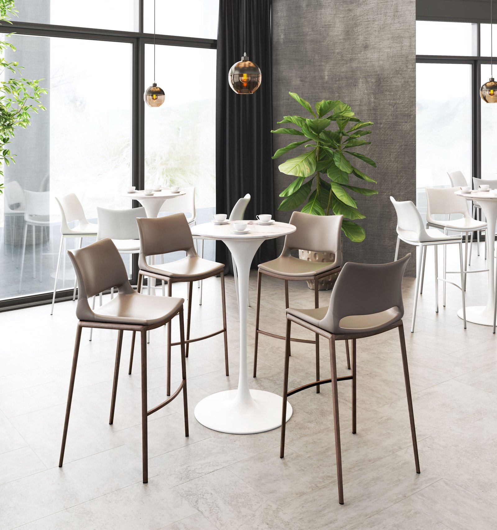 Ace Barstool (Set of 2) Brown & Walnut - Image 3