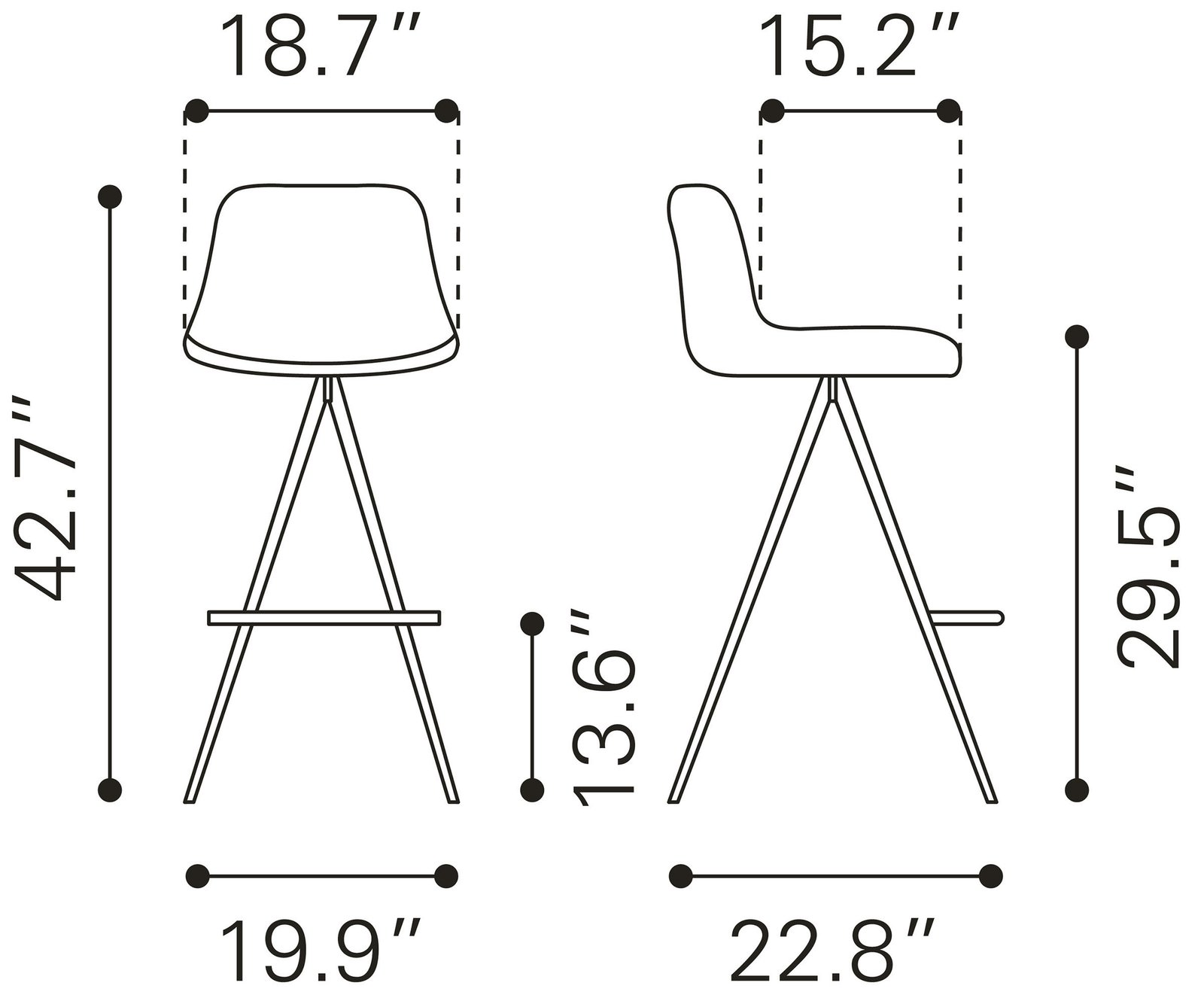 Aki Barstool (Set of 2) White & Walnut - Image 8