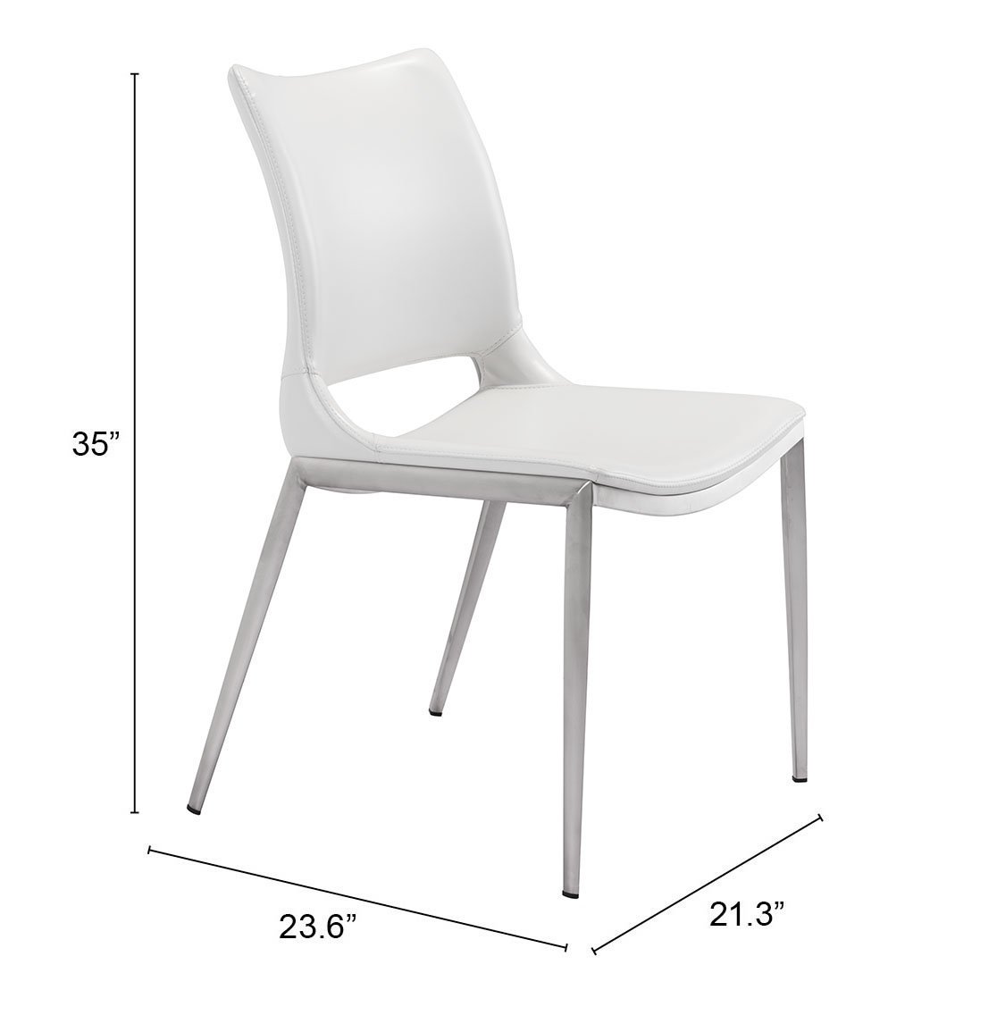 Ace Dining Chair (Set of 2) White & Silver - Image 11