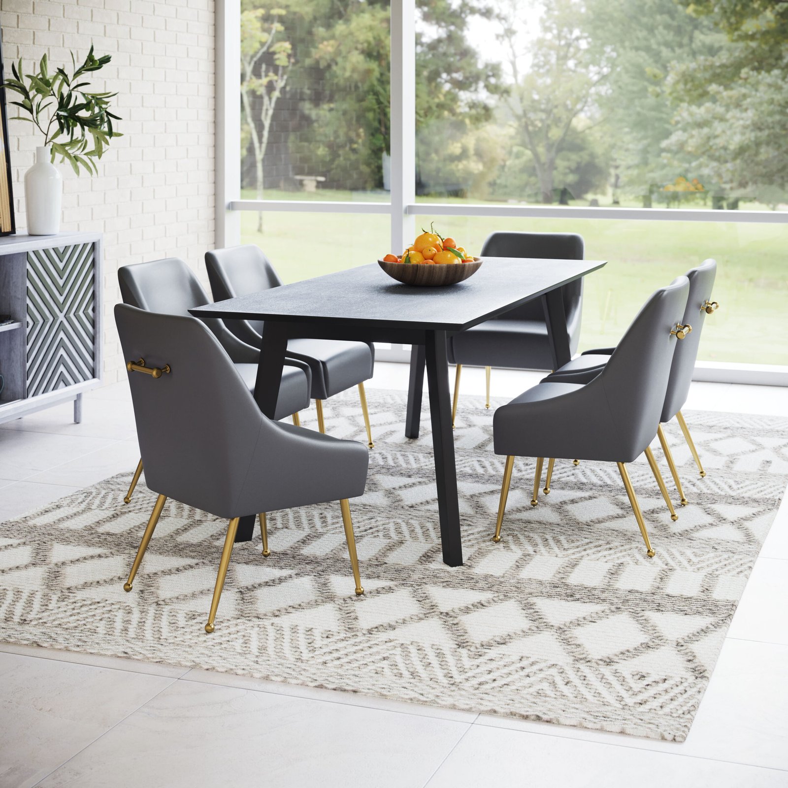 Maxine Dining Chair Gray & Gold - Image 2