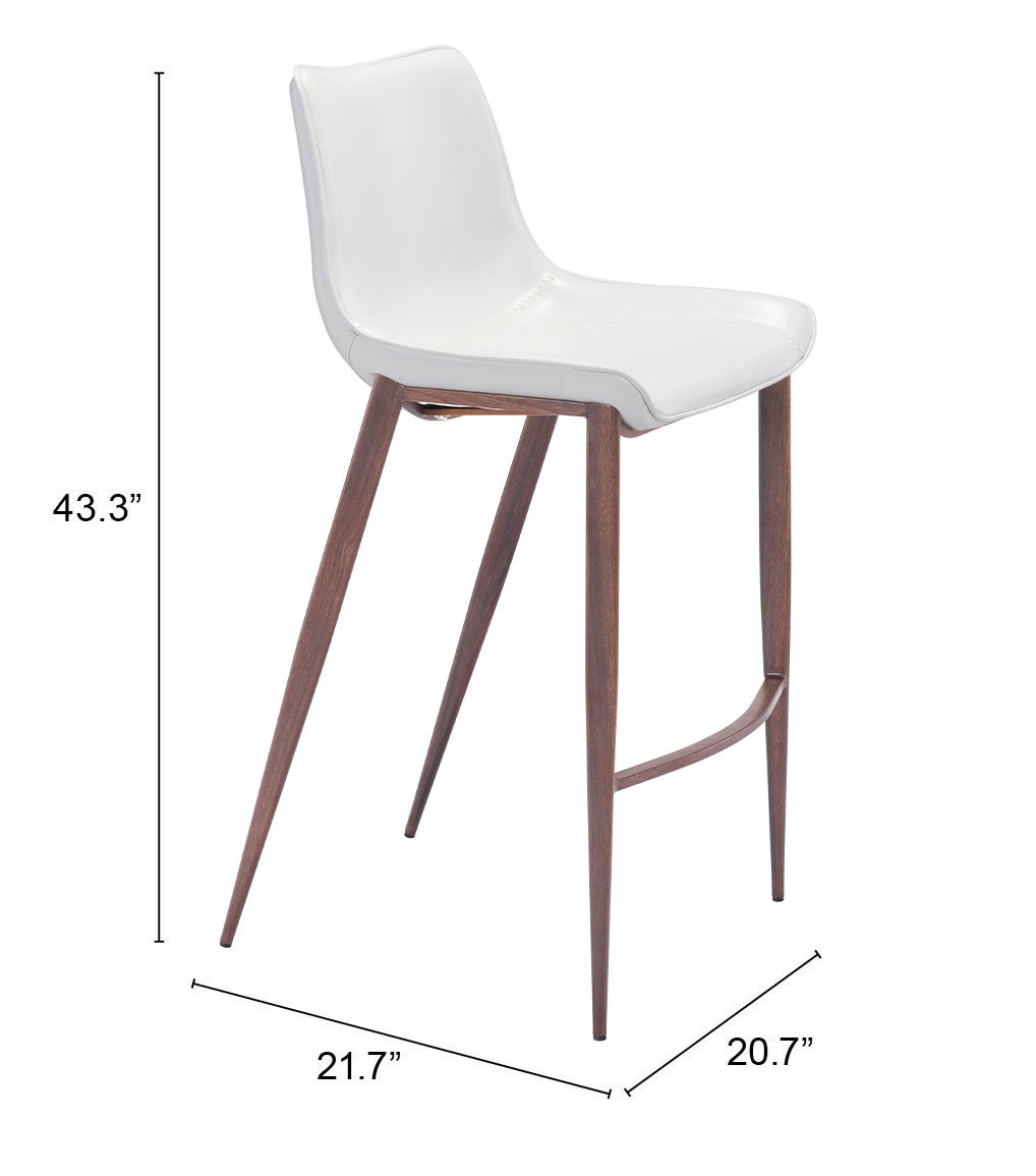 Magnus Barstool (Set of 2) White & Walnut - Image 10