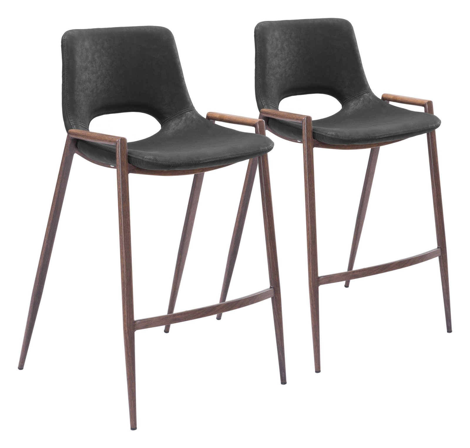Desi Counter Stool (Set of 2) Black & Walnut - Image 11