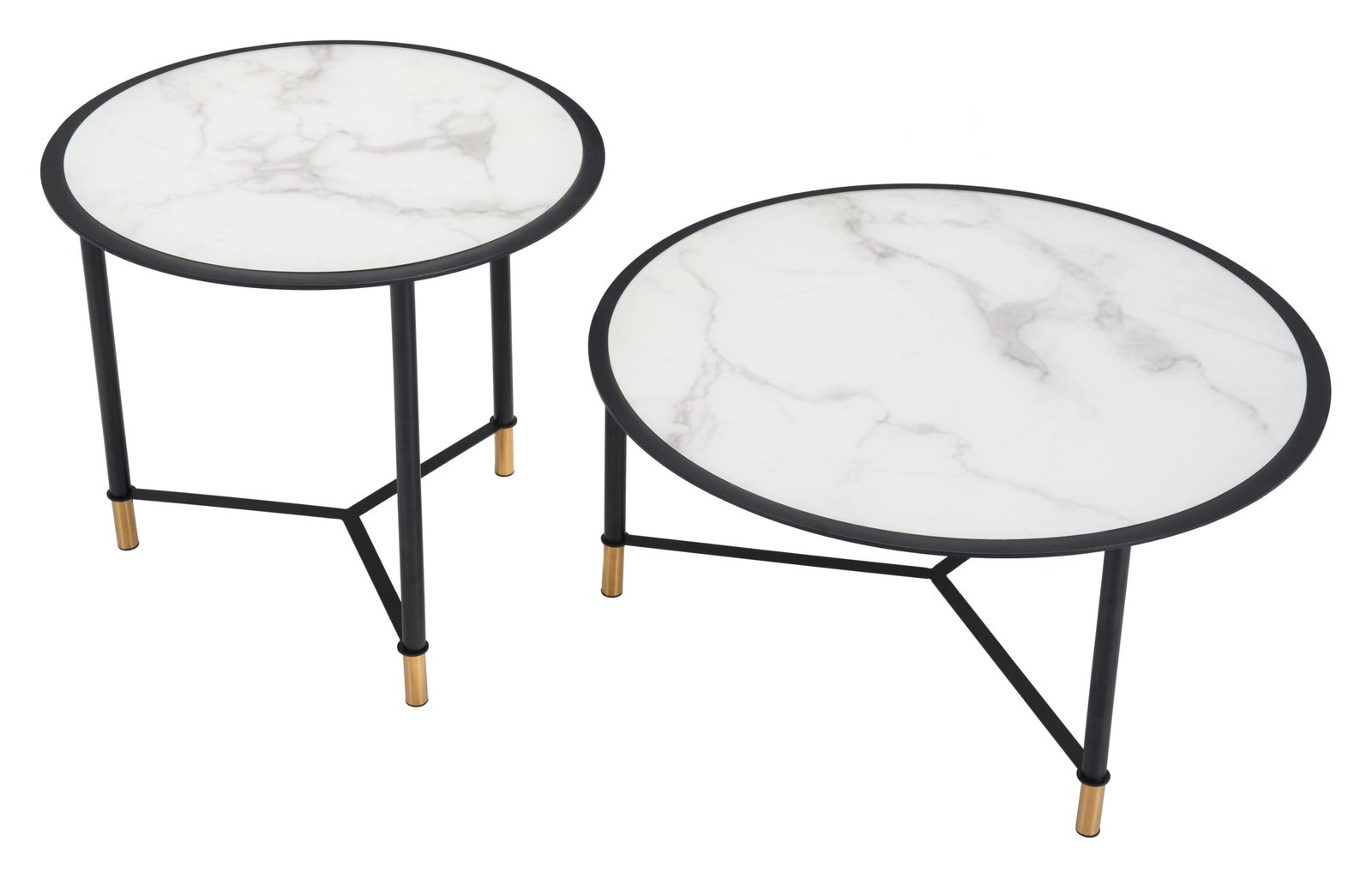 Davis Coffee Table Set (2-Piece) White & Black - Image 7