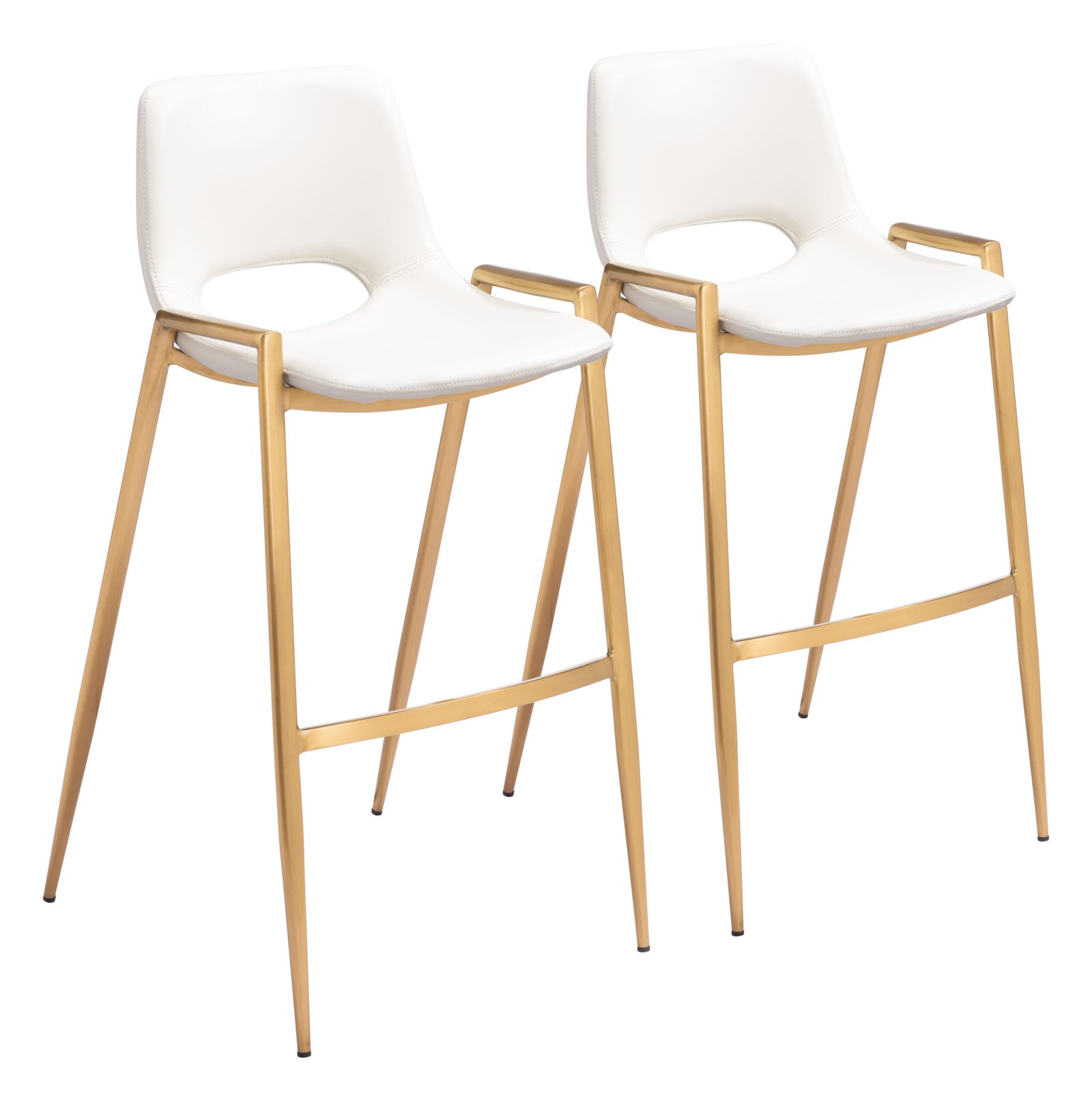 Desi Barstool (Set of 2) White & Gold - Image 10