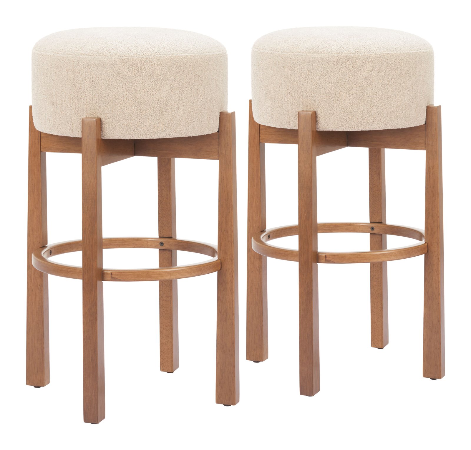 Nade Barstool (Set of 2) Beige & Walnut - Image 7