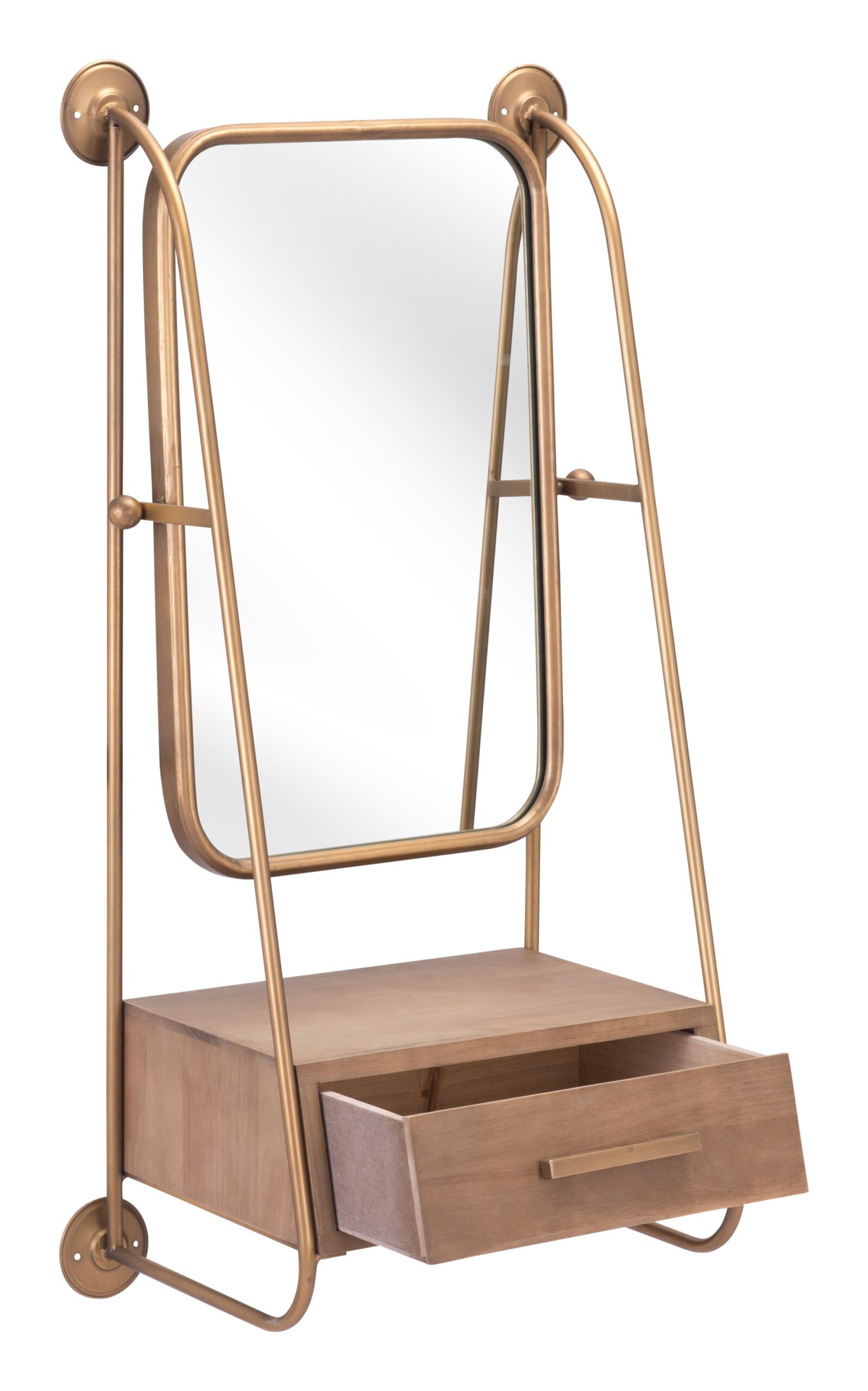 Peralta Mirror Shelf Brass & Brown - Image 4