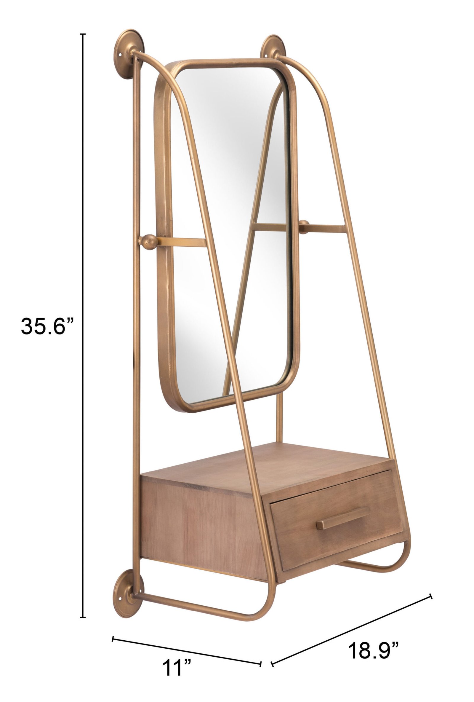 Peralta Mirror Shelf Brass & Brown - Image 9