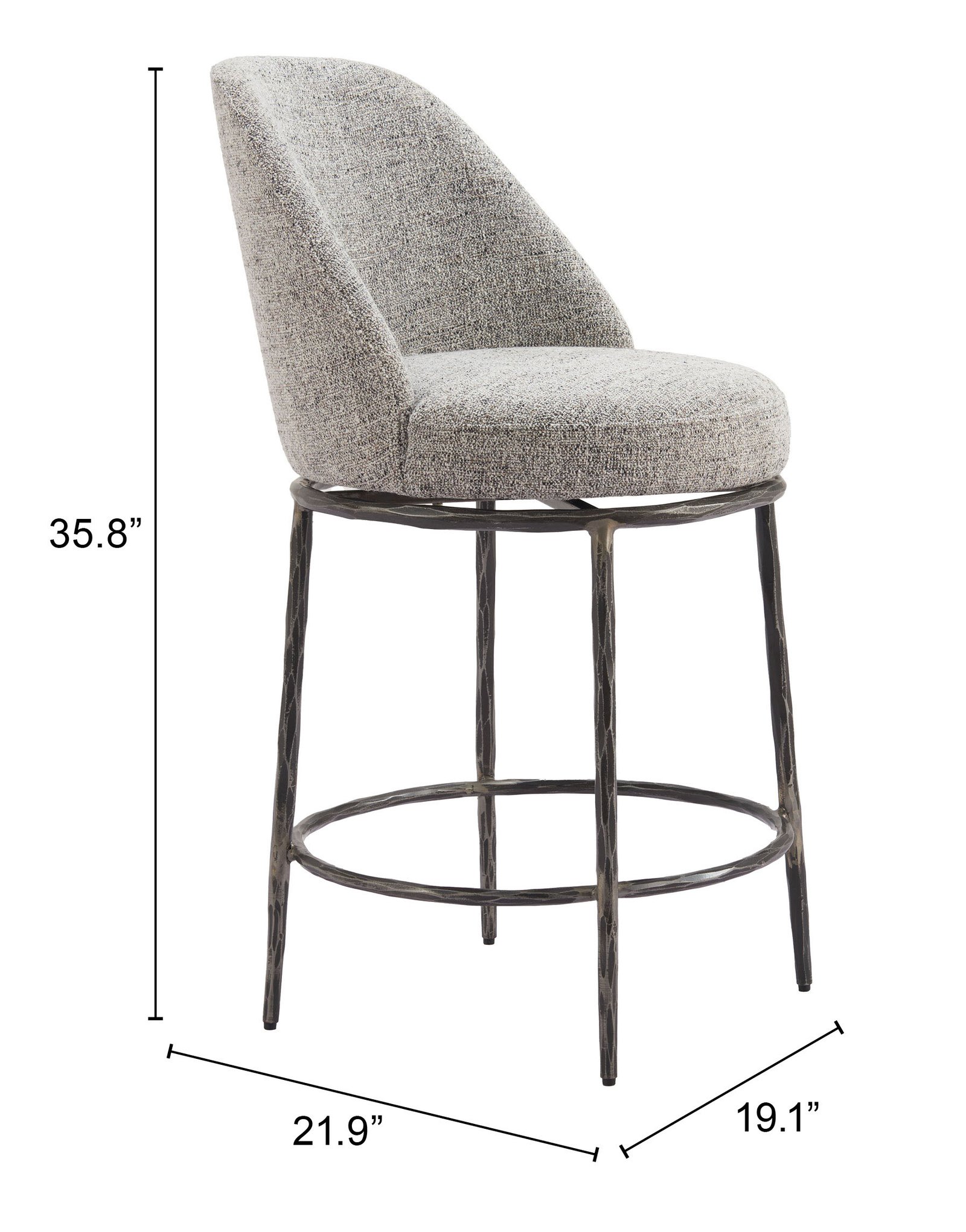 Nordhavn Swivel Counter Stool Gray - Image 9