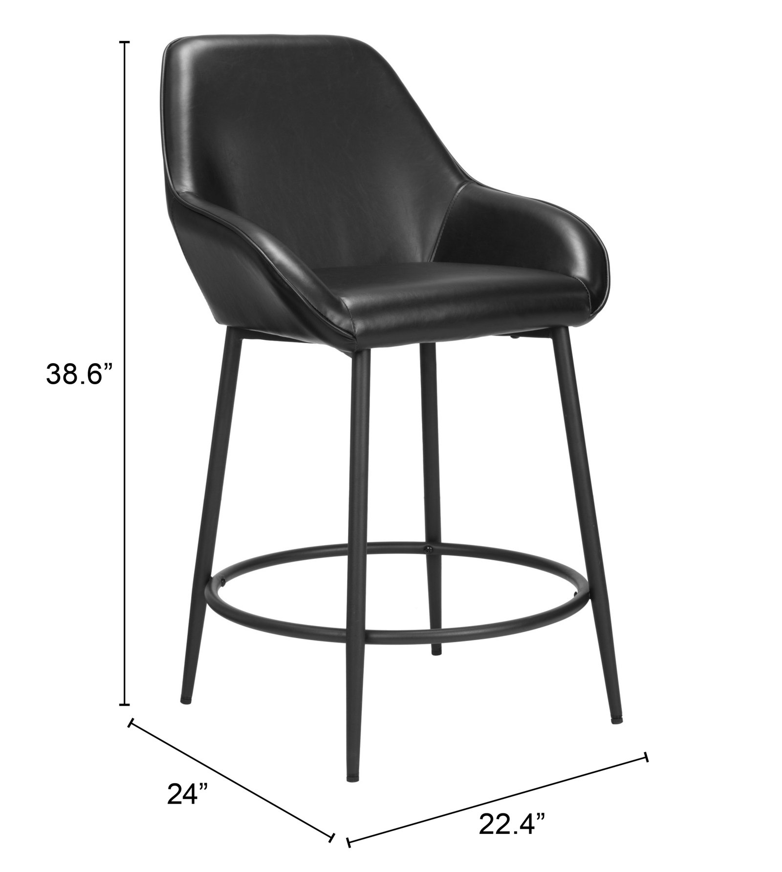 Vila Counter Stool (Set of 2) Black - Image 9
