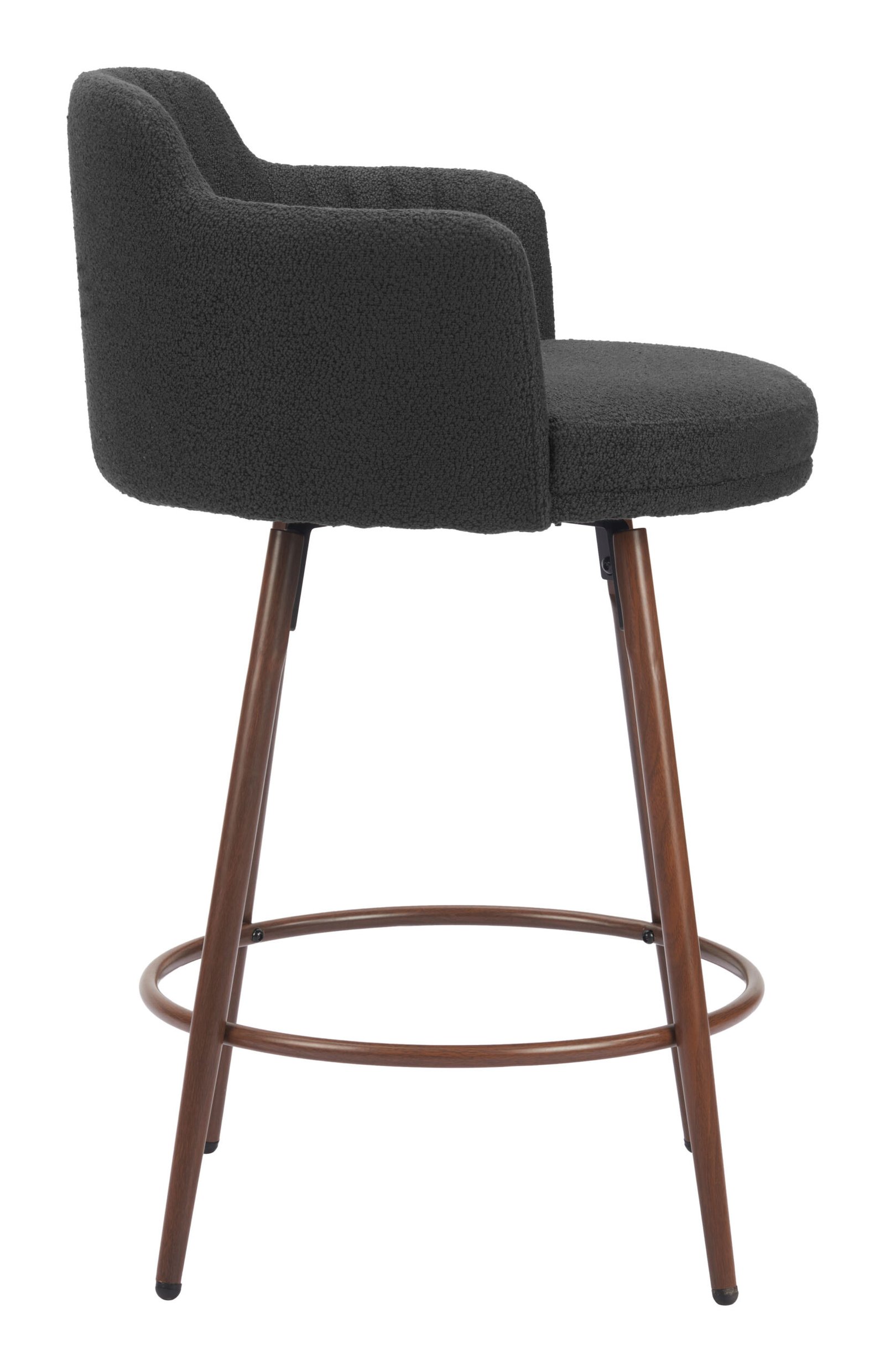 Kono Swivel Counter Stool (Set of 2) Black & Walnut - Image 2