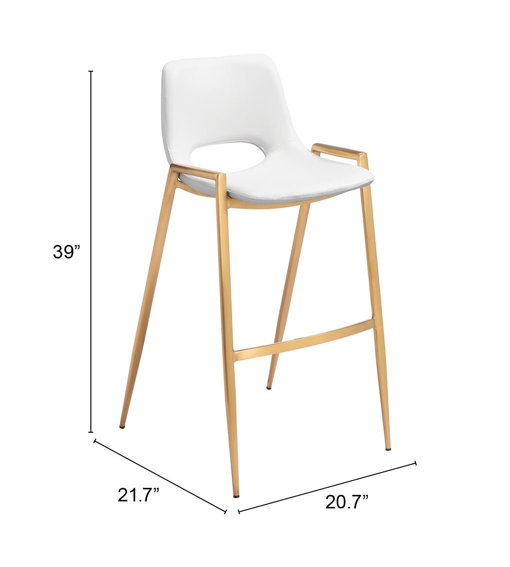 Desi Barstool (Set of 2) White & Gold - Image 9