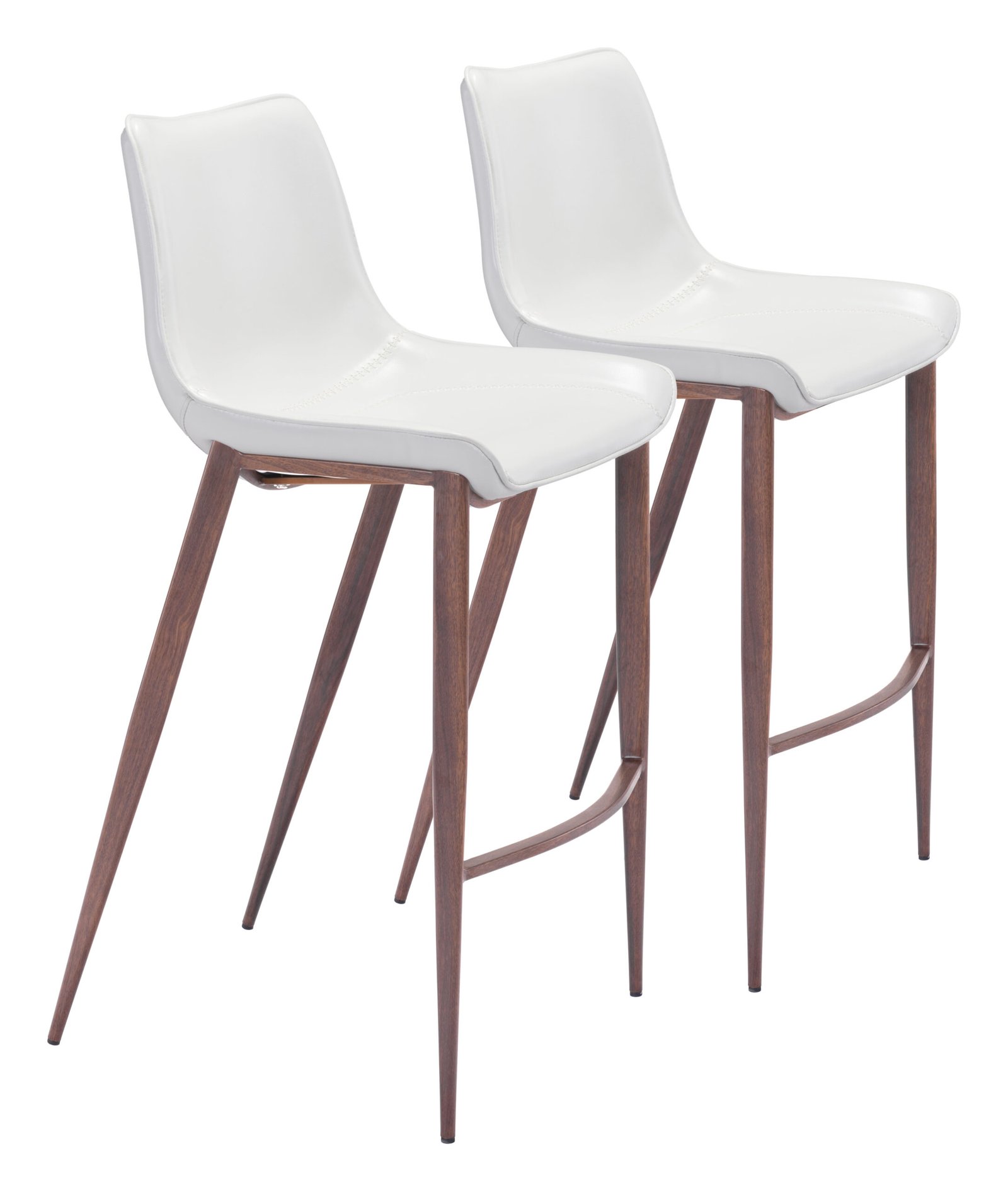 Magnus Barstool (Set of 2) White & Walnut - Image 11