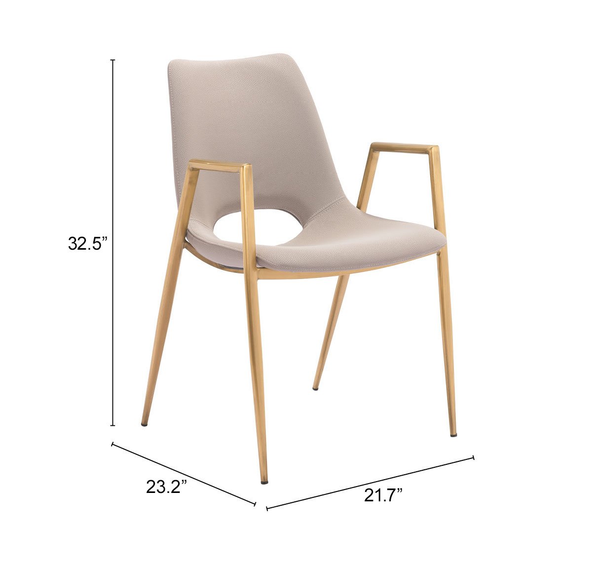 Desi Dining Chair (Set of 2) Beige & Gold - Image 10