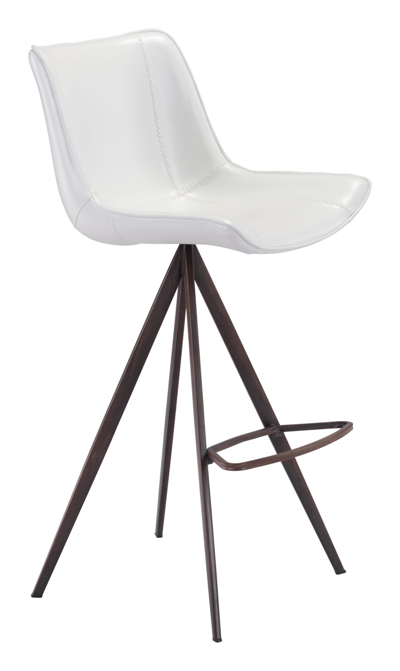 Aki Barstool (Set of 2) White & Walnut - Image 2