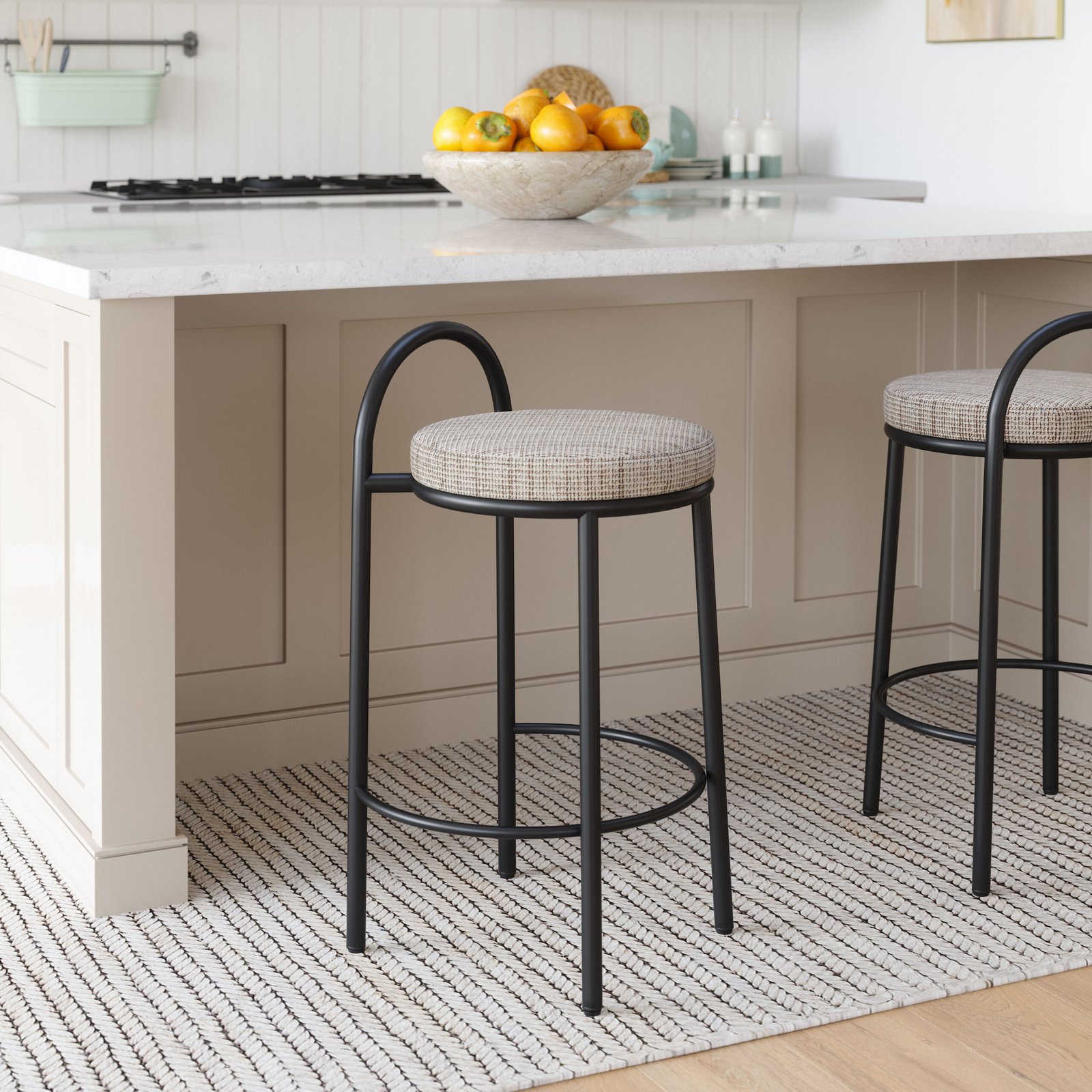 Sisal Counter Stool (Set of 2) Beige Tweed - Image 2