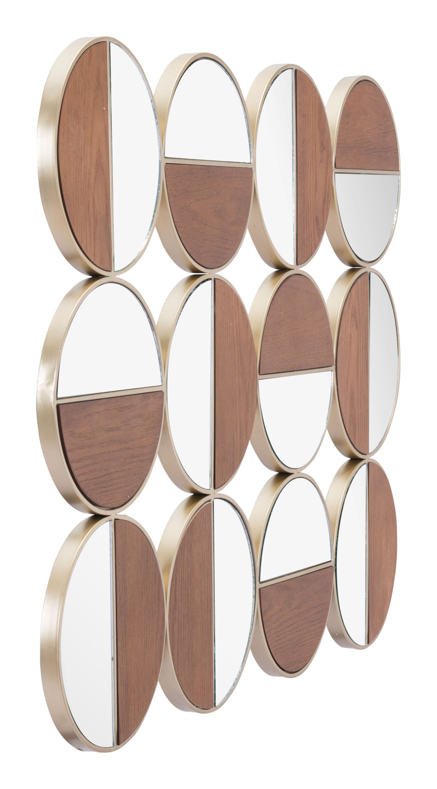 Cycle Round Mirror Gold & Walnut - Image 4