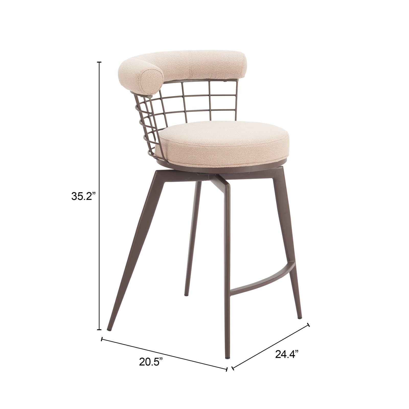 Saku Swivel Counter Stool Beige & Brown - Image 8
