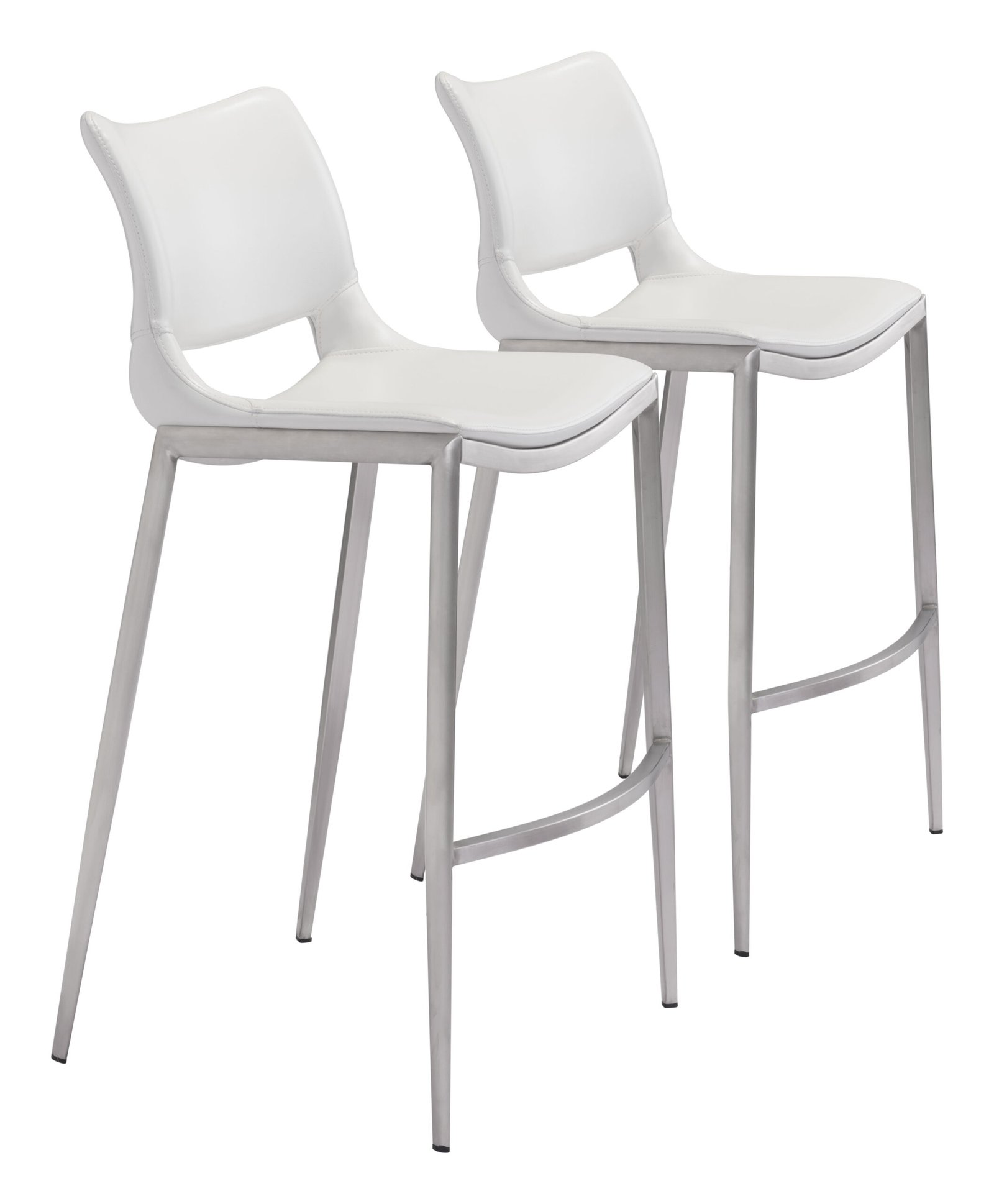 Ace Barstool (Set of 2) White & Silver - Image 11